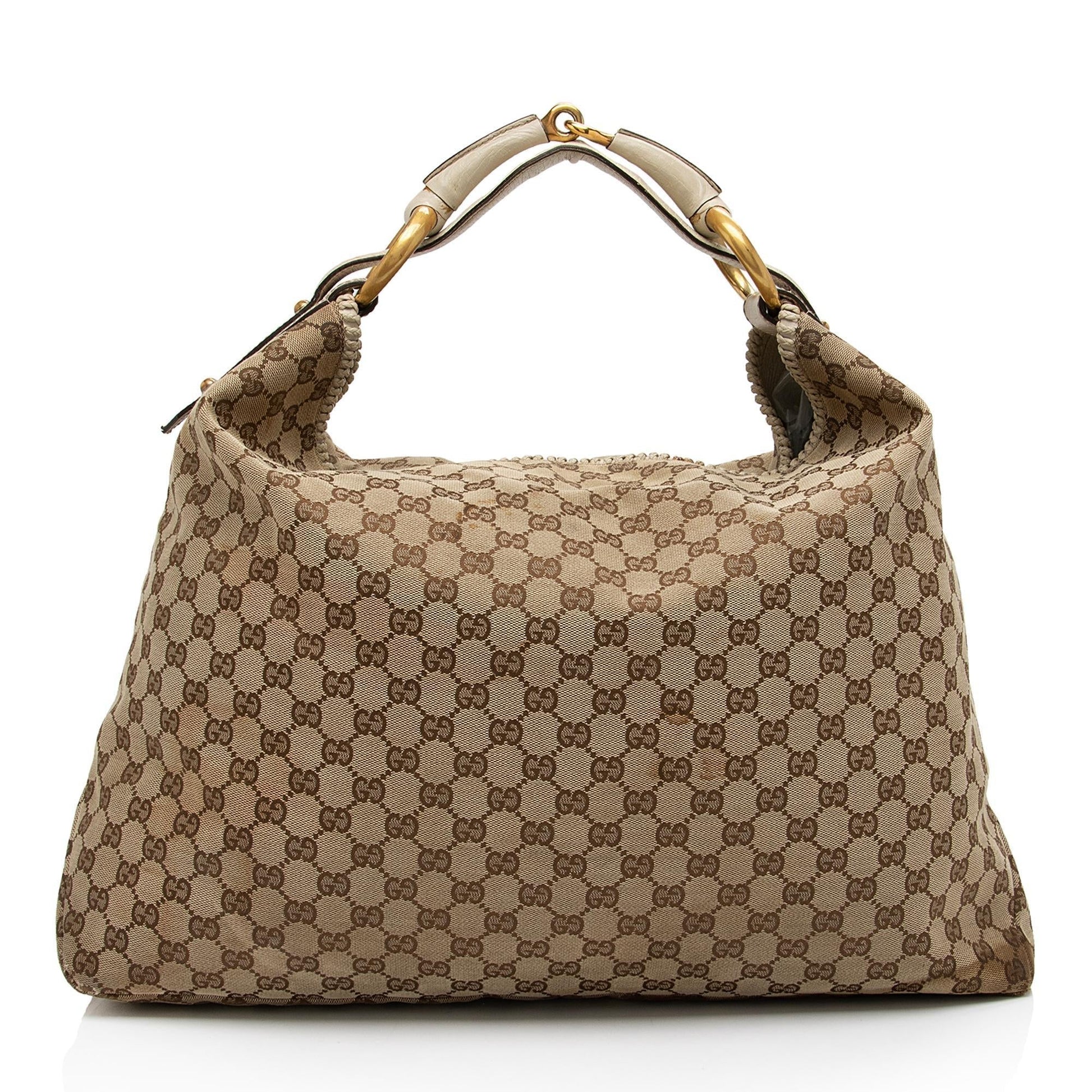 Gucci GG Horsebit - FINAL SHF-cqgUHp Leather Canvas White Beige Shoulder Bag