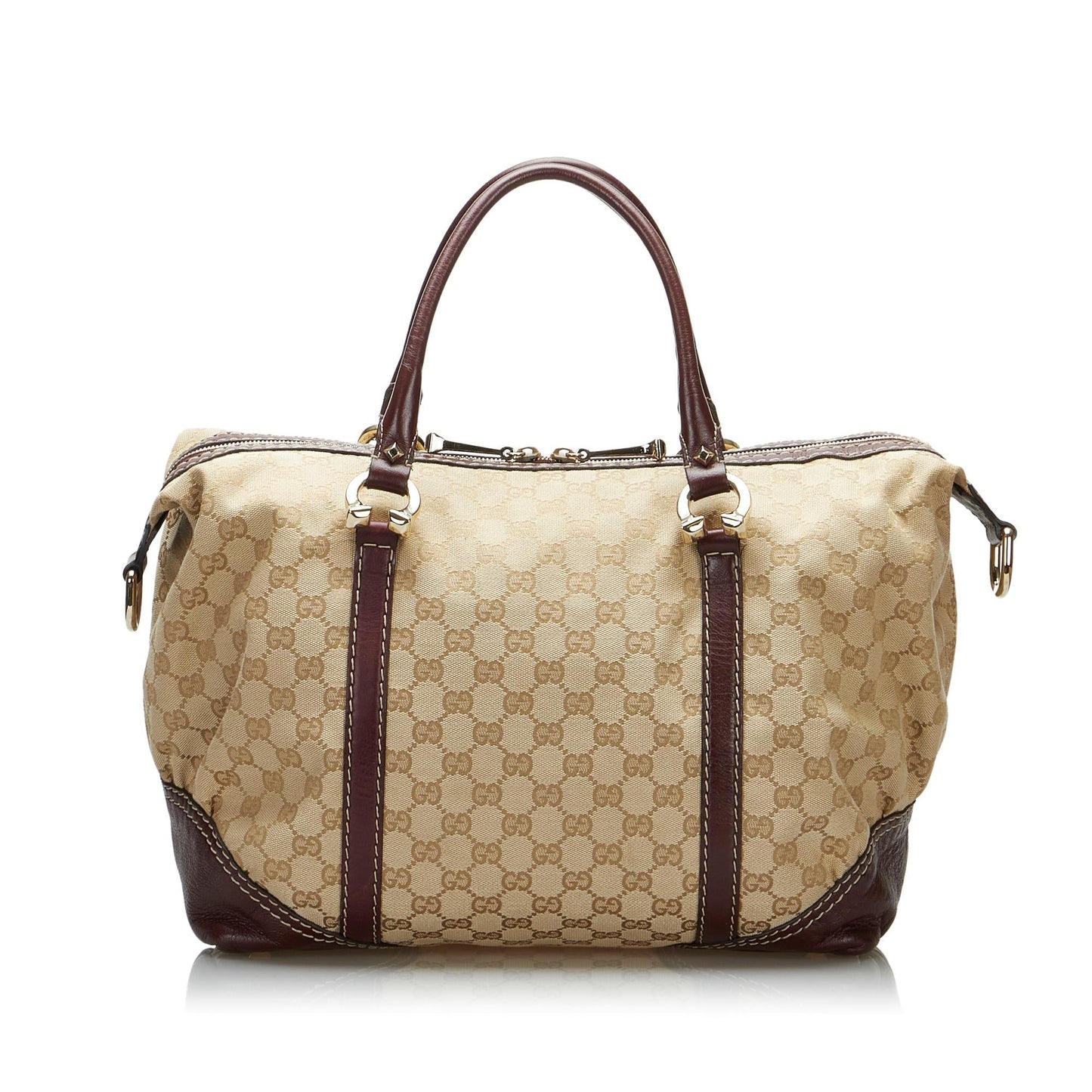 Gucci GG Horsebit Nail Boston SHG-OlogME Canvas Brown Satchel Bag