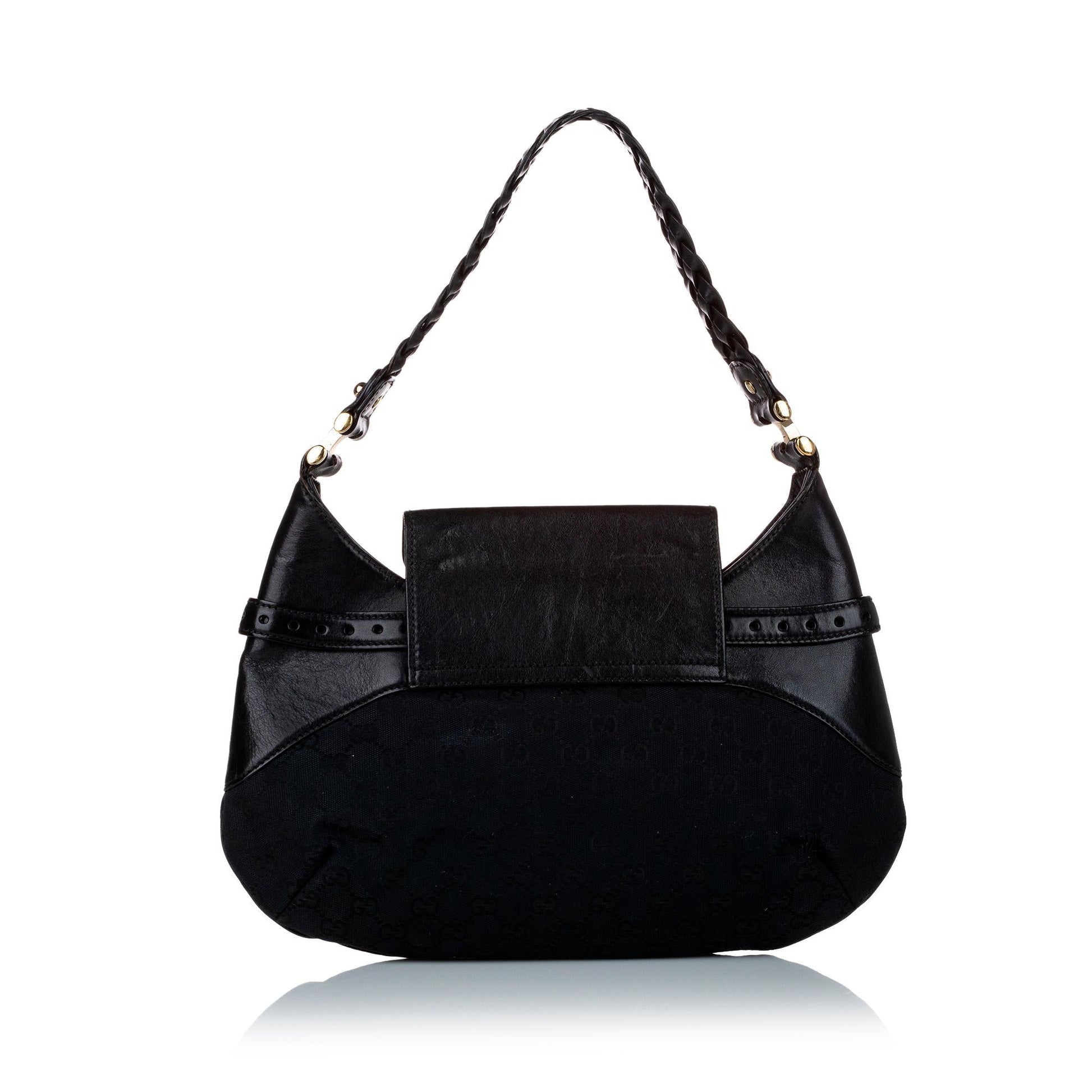Gucci GG Horsebit SHG Canvas Calf Black Shoulder Bag Bag Shg