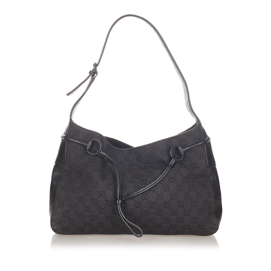 Gucci GG Horsebit SHG Canvas Black Shoulder Bag Bag Shg