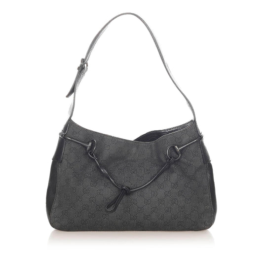 Gucci GG Horsebit SHG Canvas Black Shoulder Bag 3