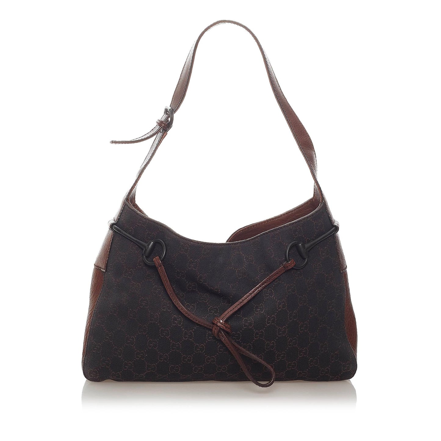 Gucci GG Horsebit SHG Canvas Calf Brown Shoulder Bag