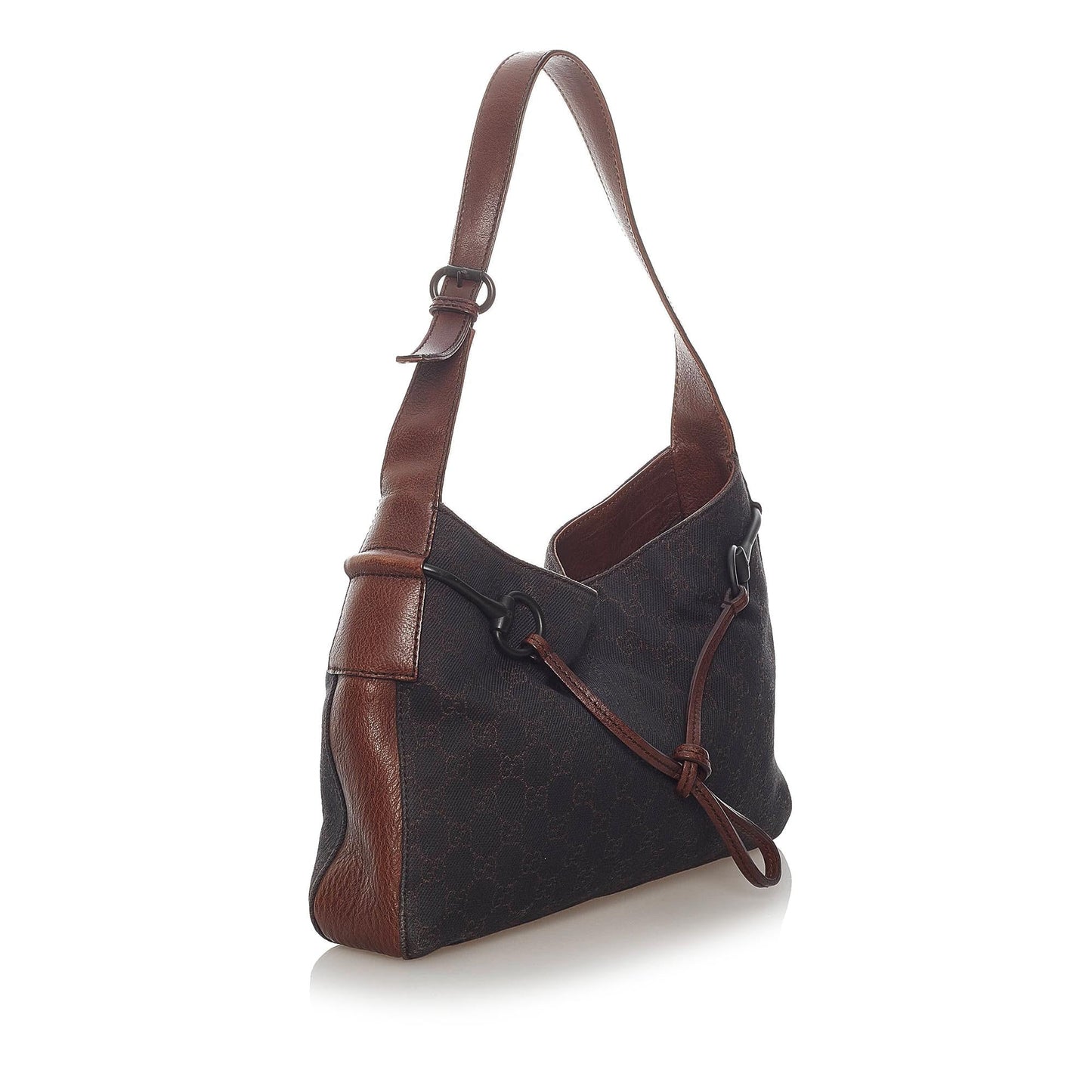 Gucci GG Horsebit SHG Canvas Calf Brown Shoulder Bag