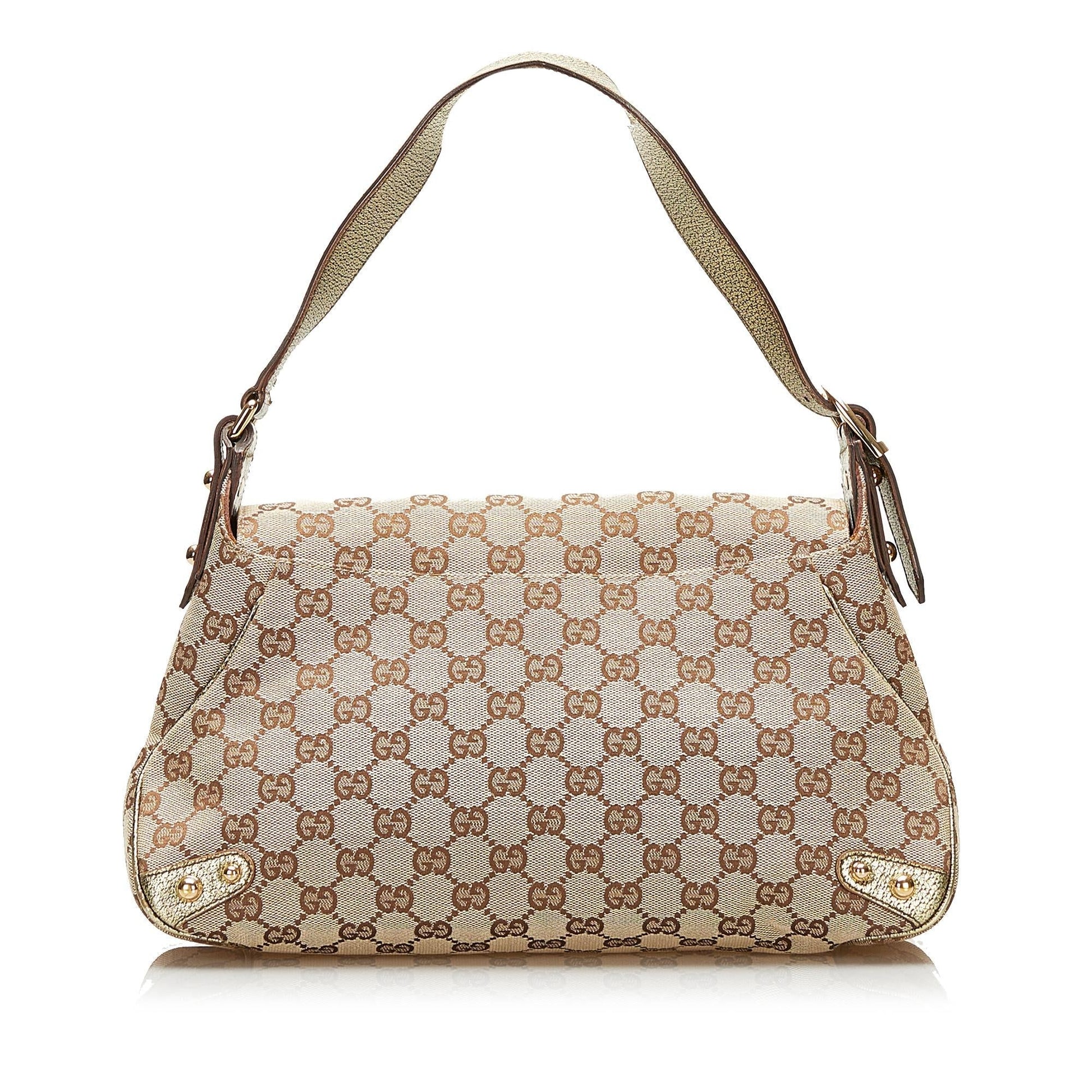 Gucci GG Horsebit SHG Canvas Grey Shoulder Bag