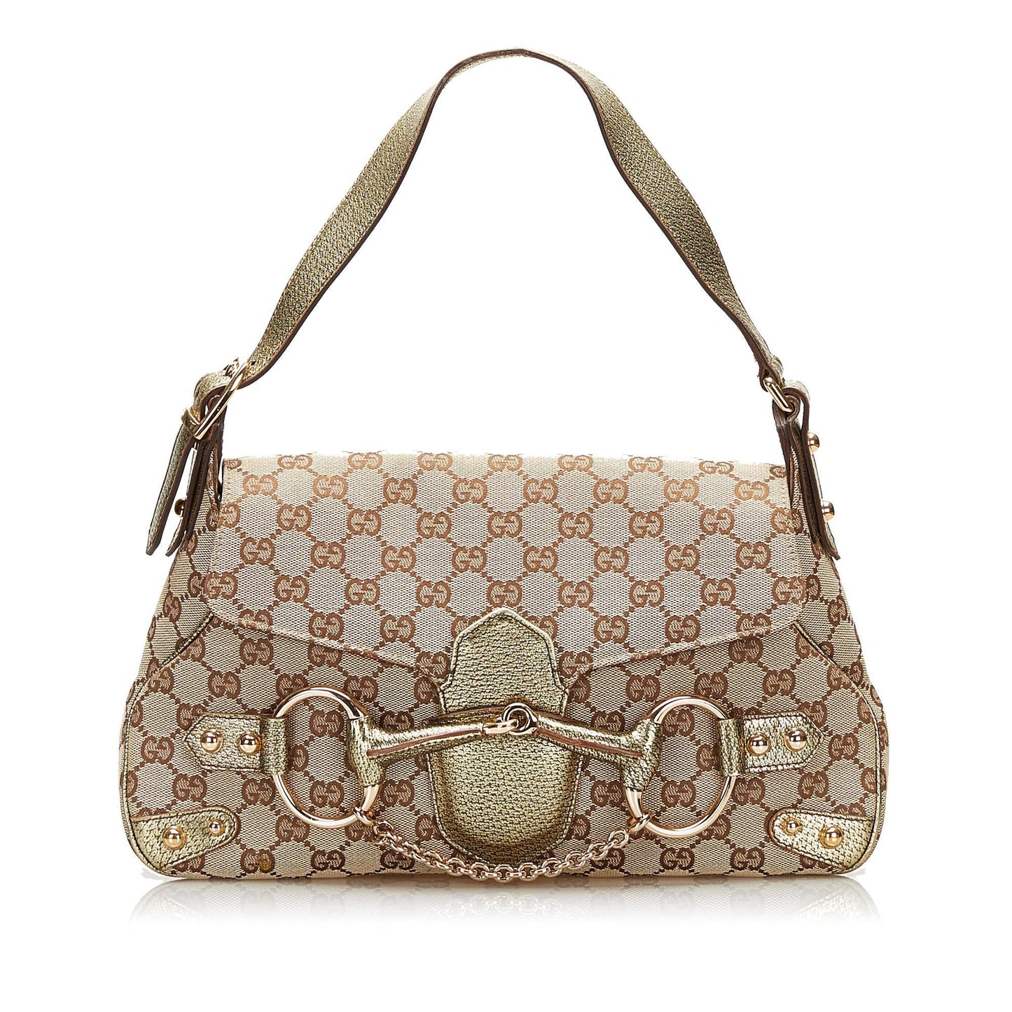 Gucci GG Horsebit SHG Canvas Grey Shoulder Bag