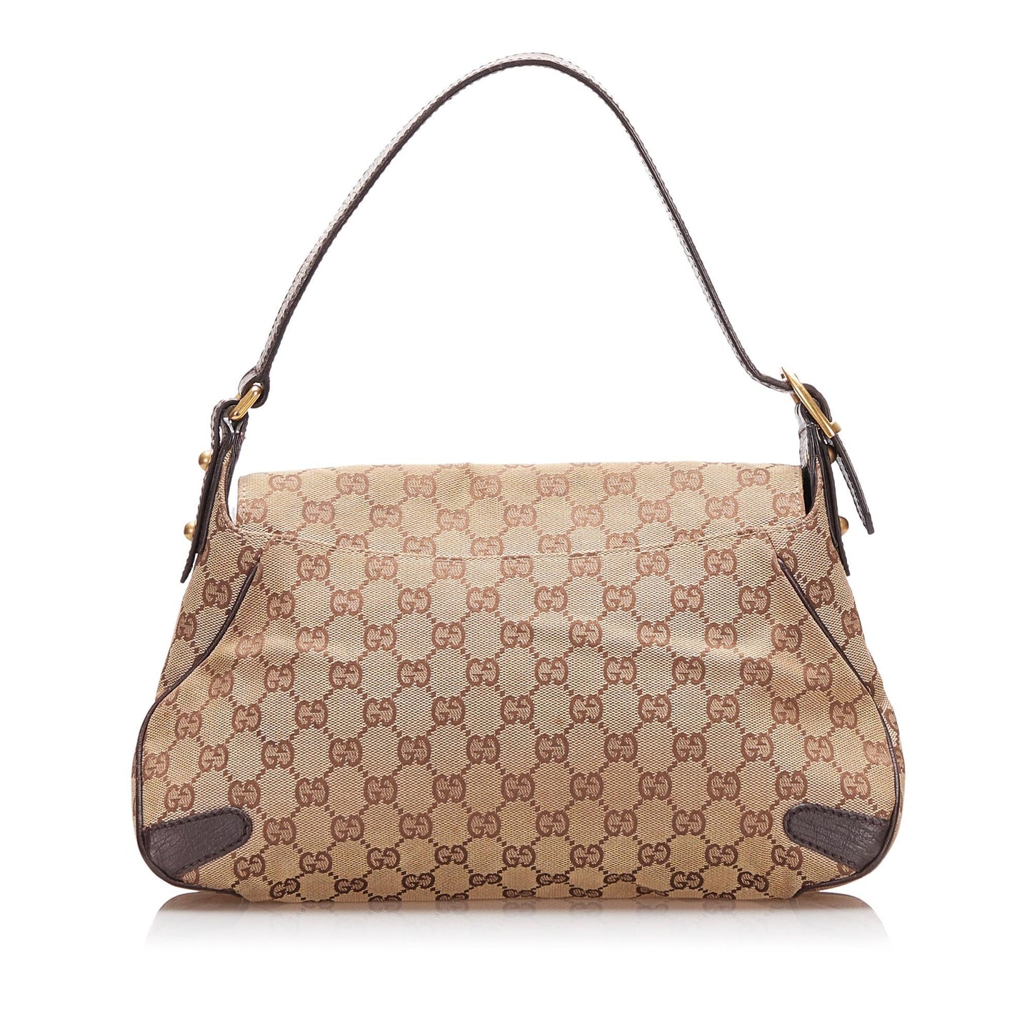 Gucci GG Horsebit SHG-cAREcT Canvas Brown Shoulder Bag