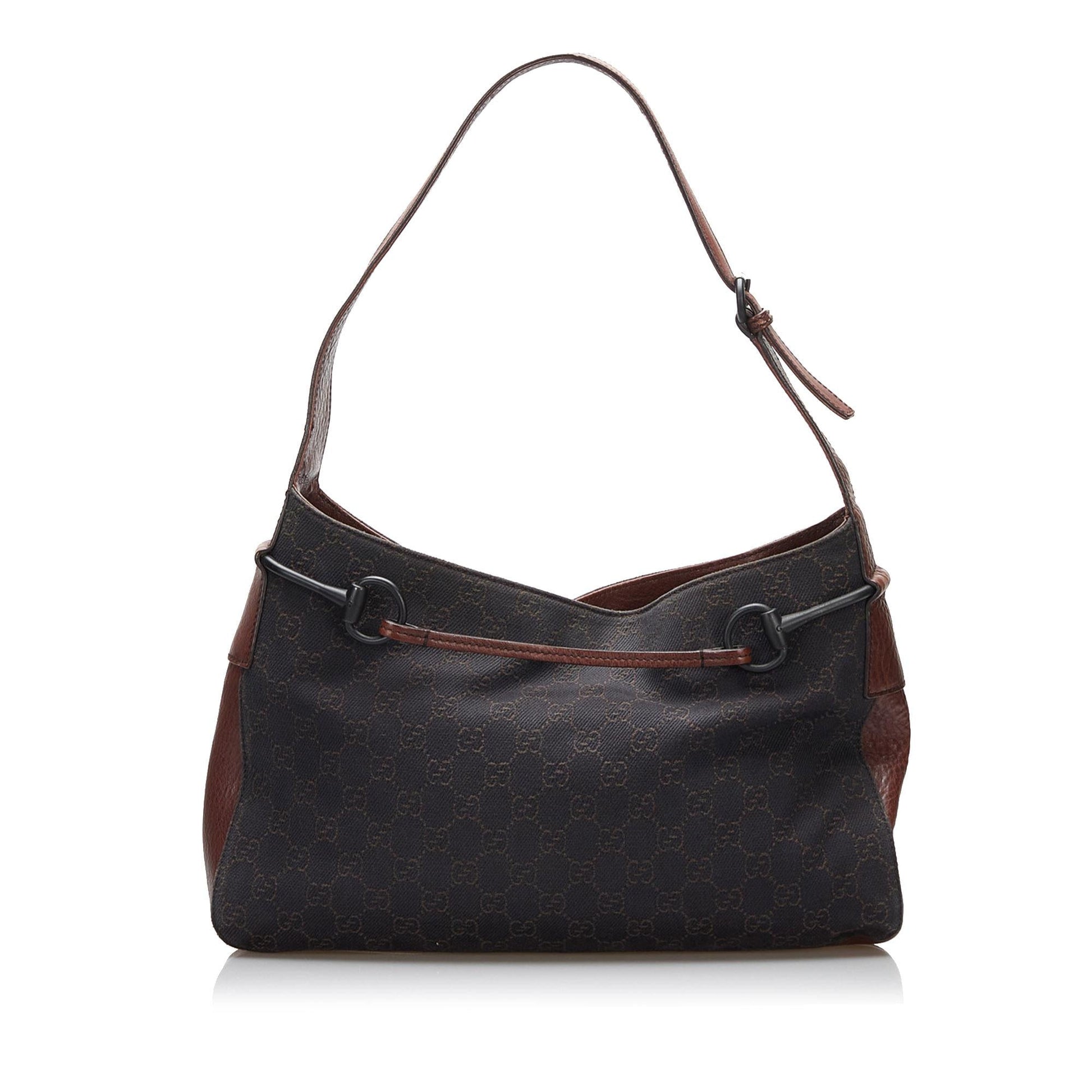 Gucci GG Horsebit SHG-JXZoIh Canvas Calf Brown Shoulder Bag