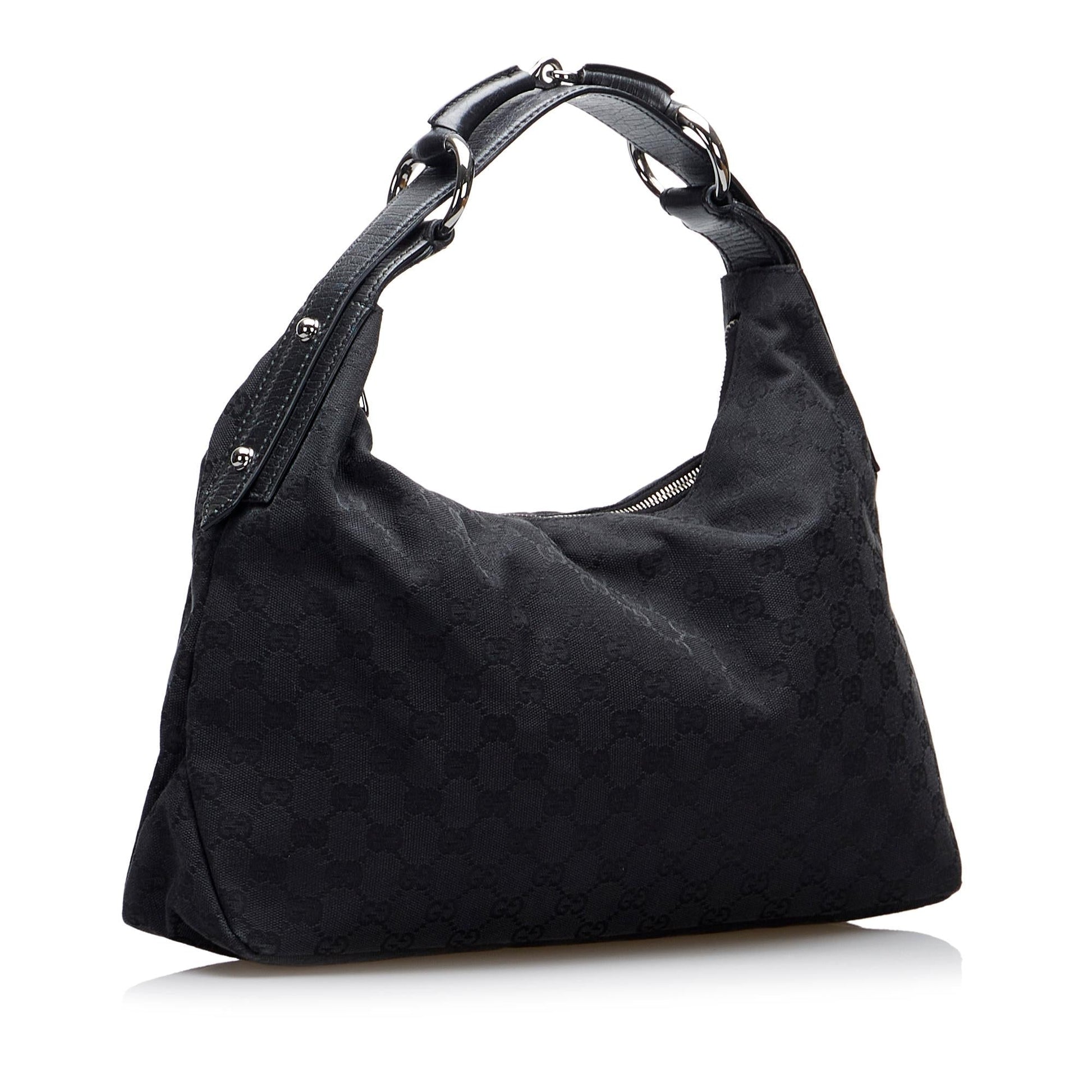 Gucci GG Horsebit SHG-wbDRzT Canvas Black Shoulder Bag