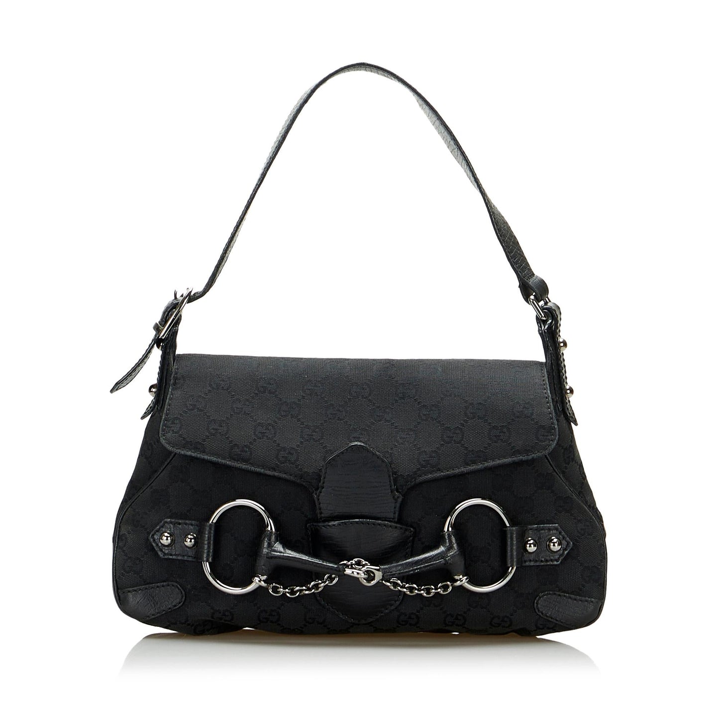 Gucci GG Horsebit SHG-Tiyfj5 Canvas Calf Black Shoulder Bag