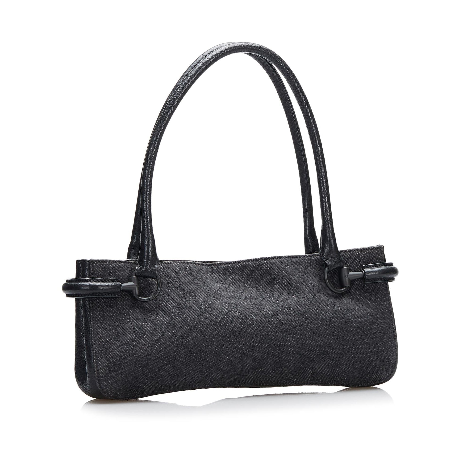Gucci GG Horsebit SHG-QoPRpW Canvas Calf Black Shoulder Bag