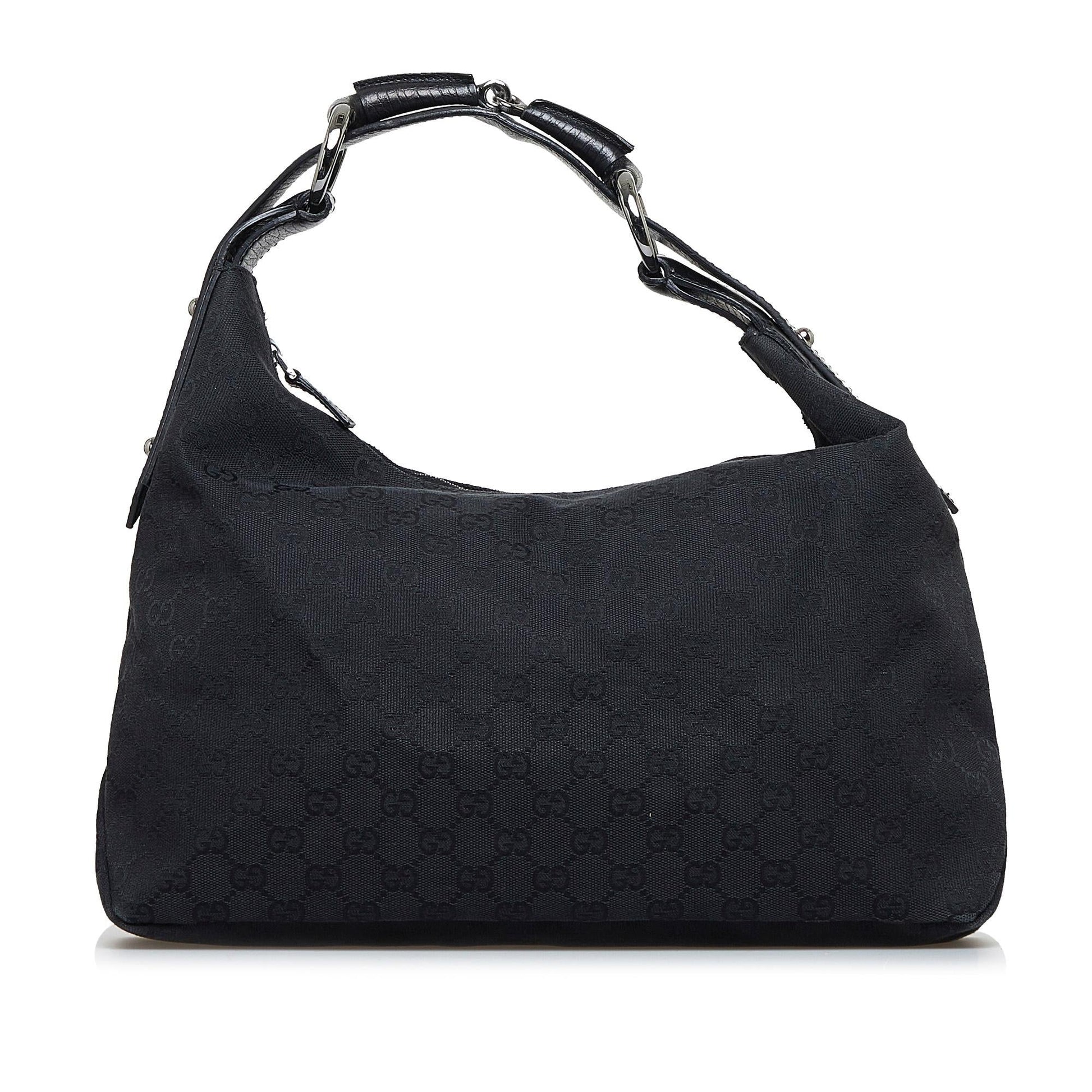 Gucci GG Horsebit SHG-rc6XaO Canvas Black Shoulder Bag