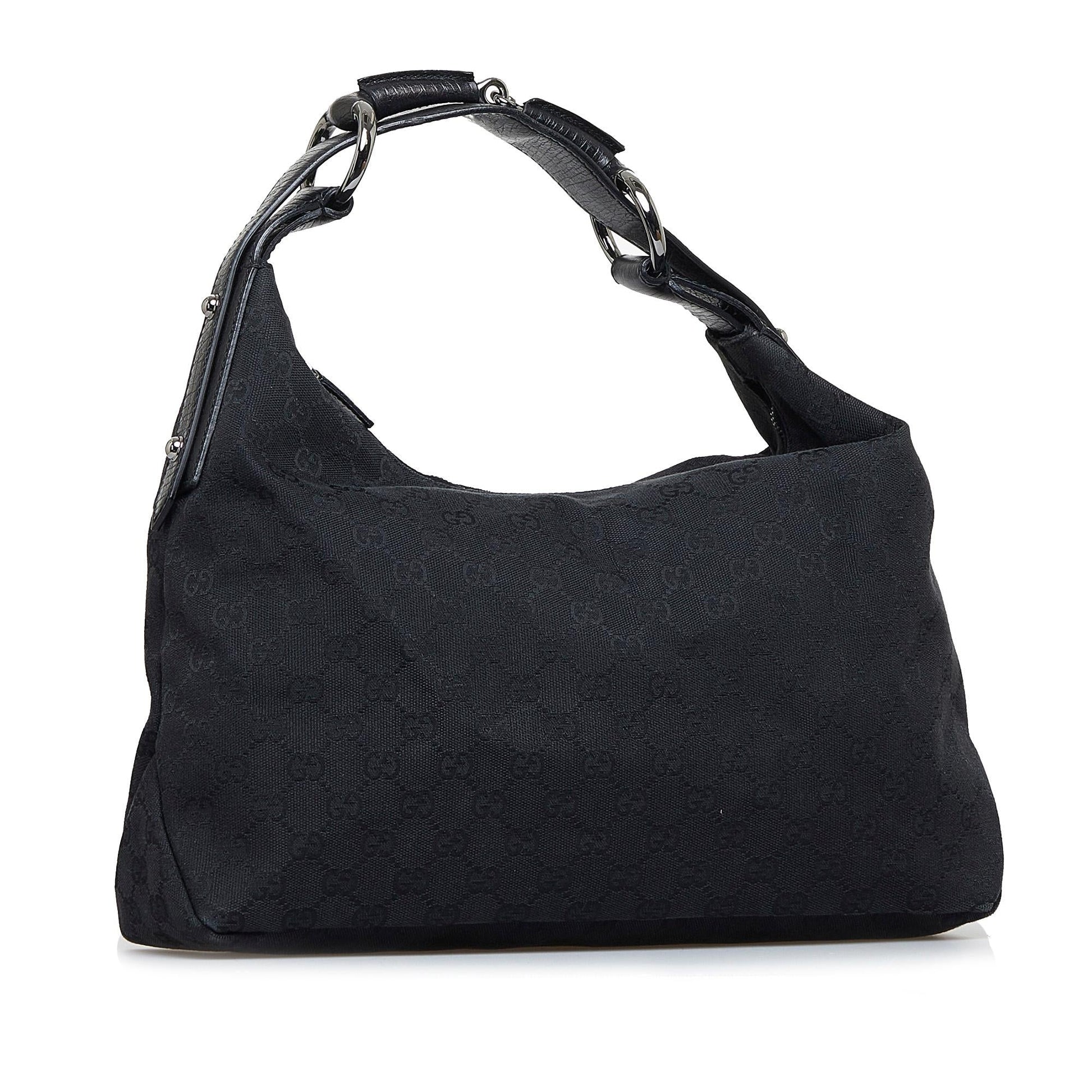 Gucci GG Horsebit SHG-rc6XaO Canvas Black Shoulder Bag