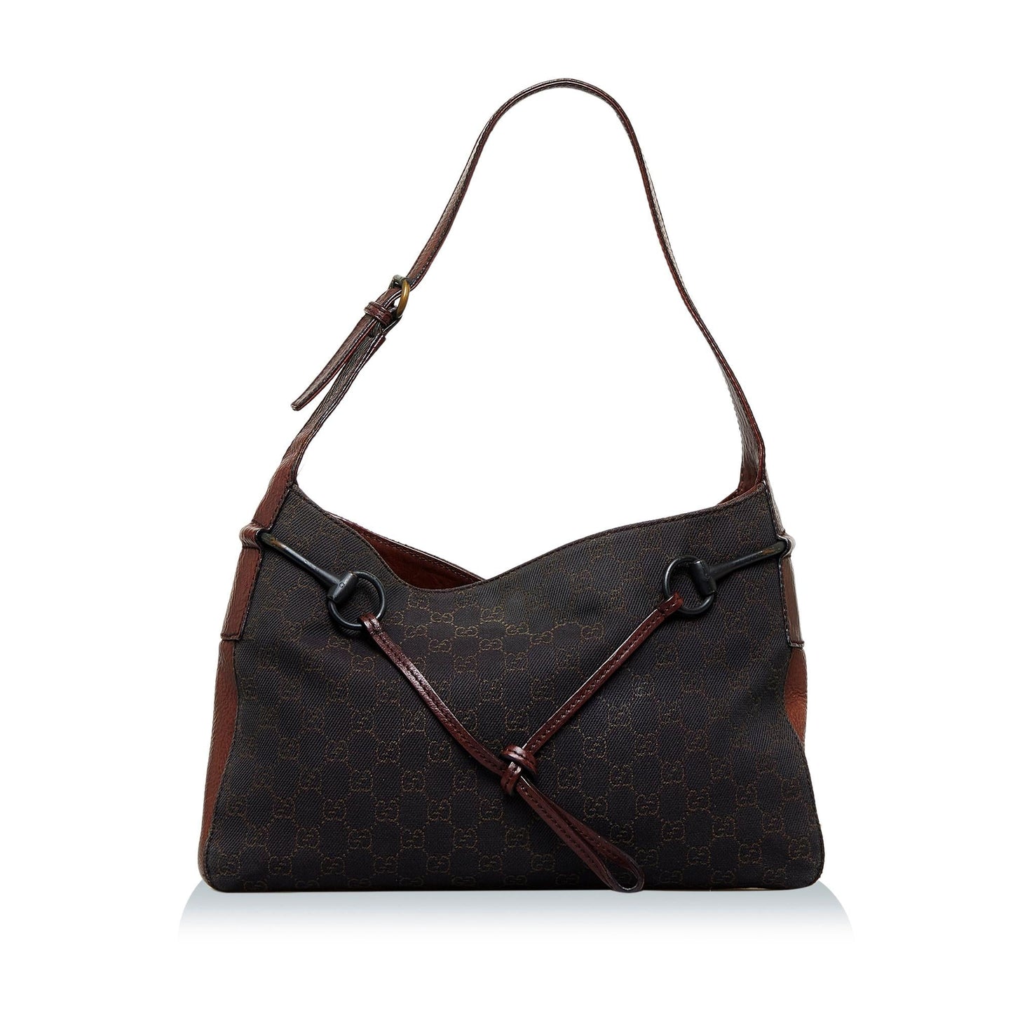 Gucci GG Horsebit SHG-LWBer5 Canvas Black Shoulder Bag