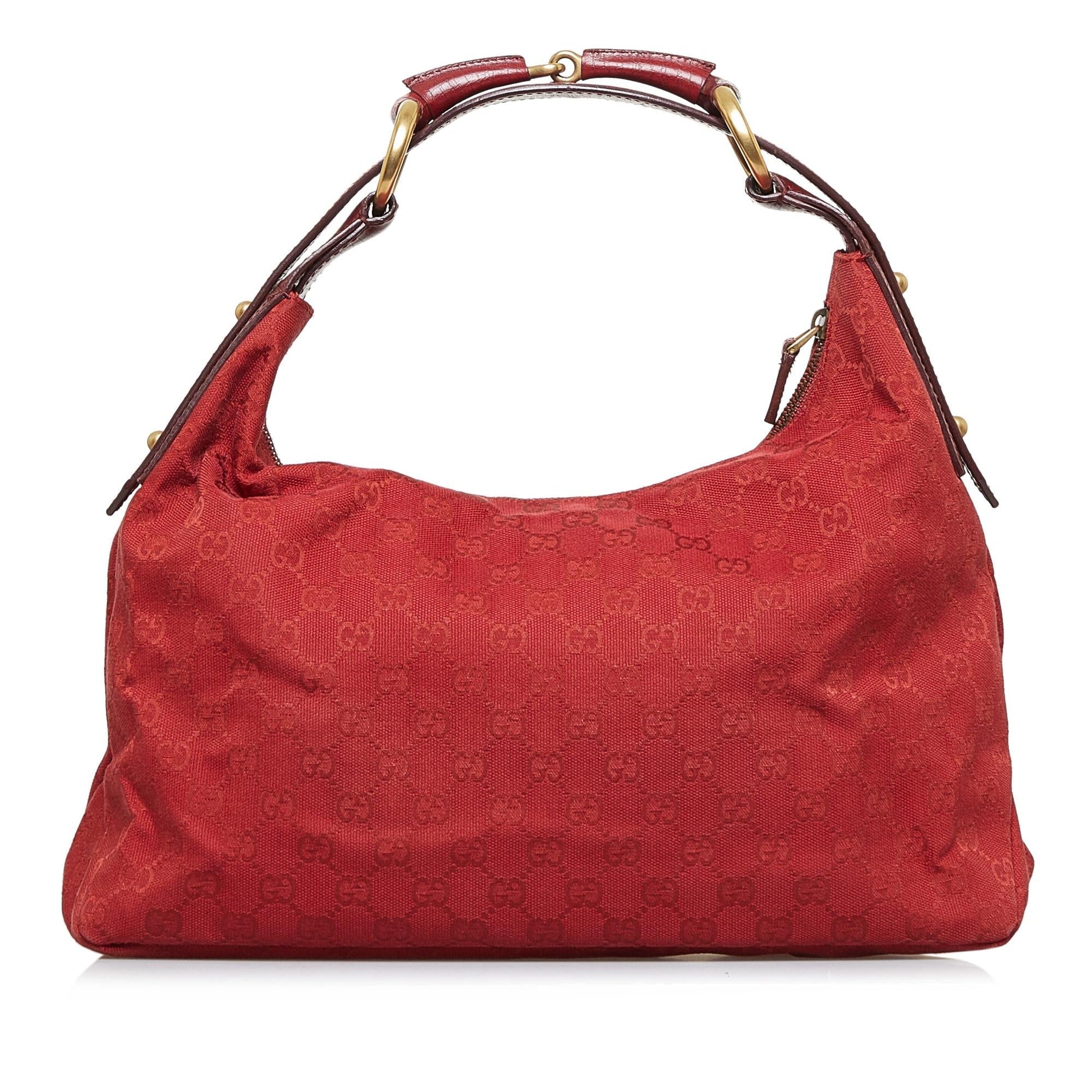 Gucci GG Horsebit SHG-uF7nDd Canvas Calf Red Shoulder Bag