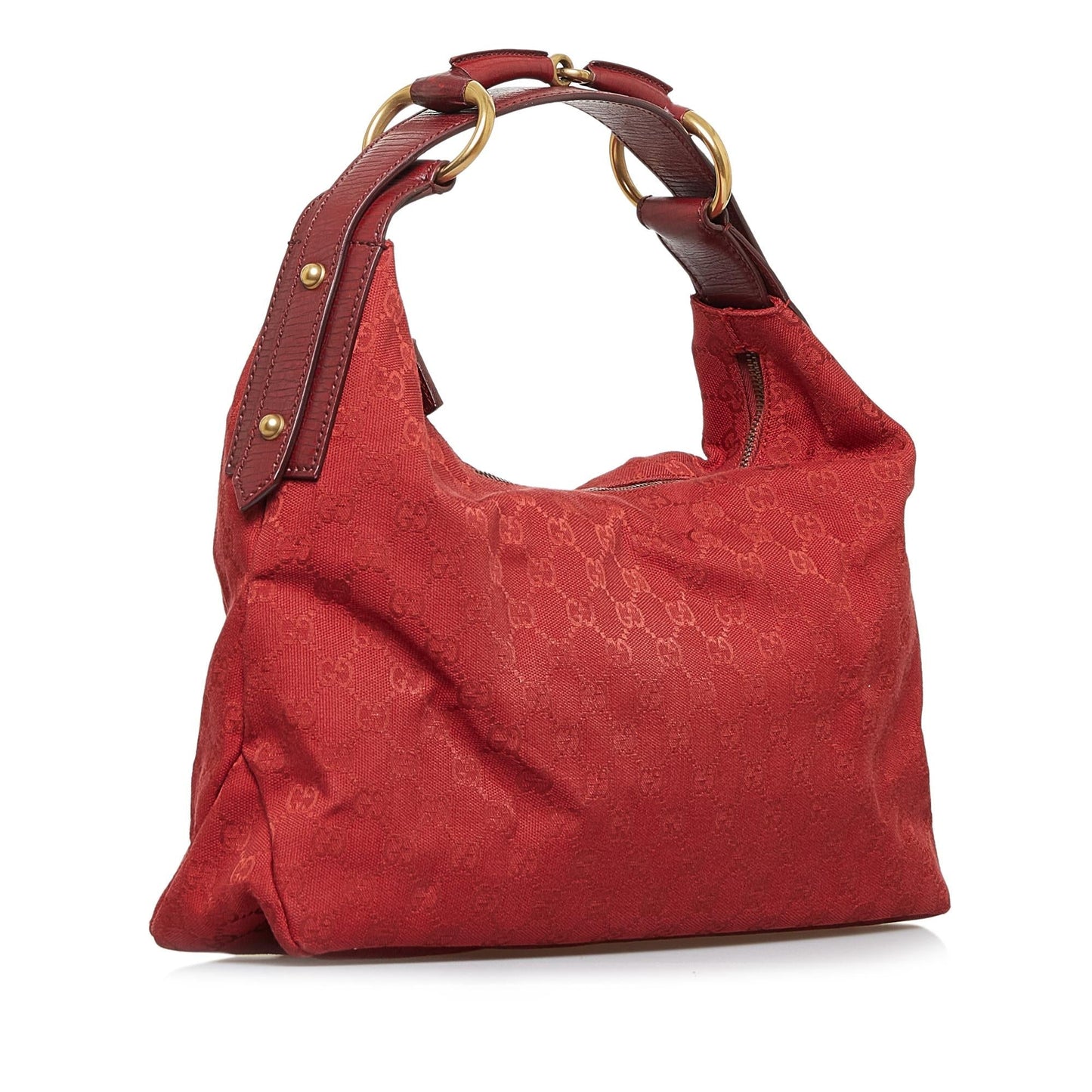 Gucci GG Horsebit SHG-uF7nDd Canvas Calf Red Shoulder Bag