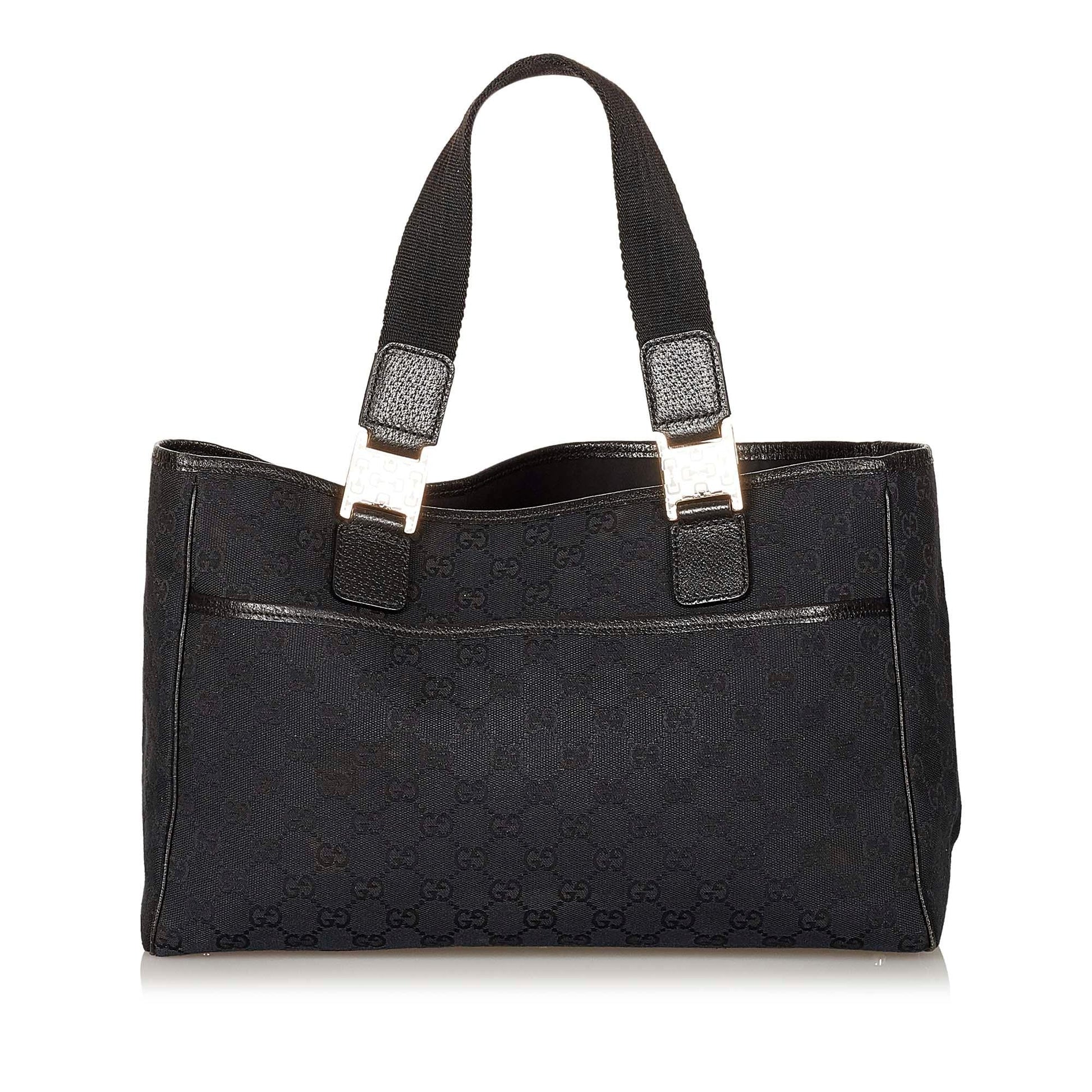 Gucci GG Horsebit SHG Canvas Black Tote Bag