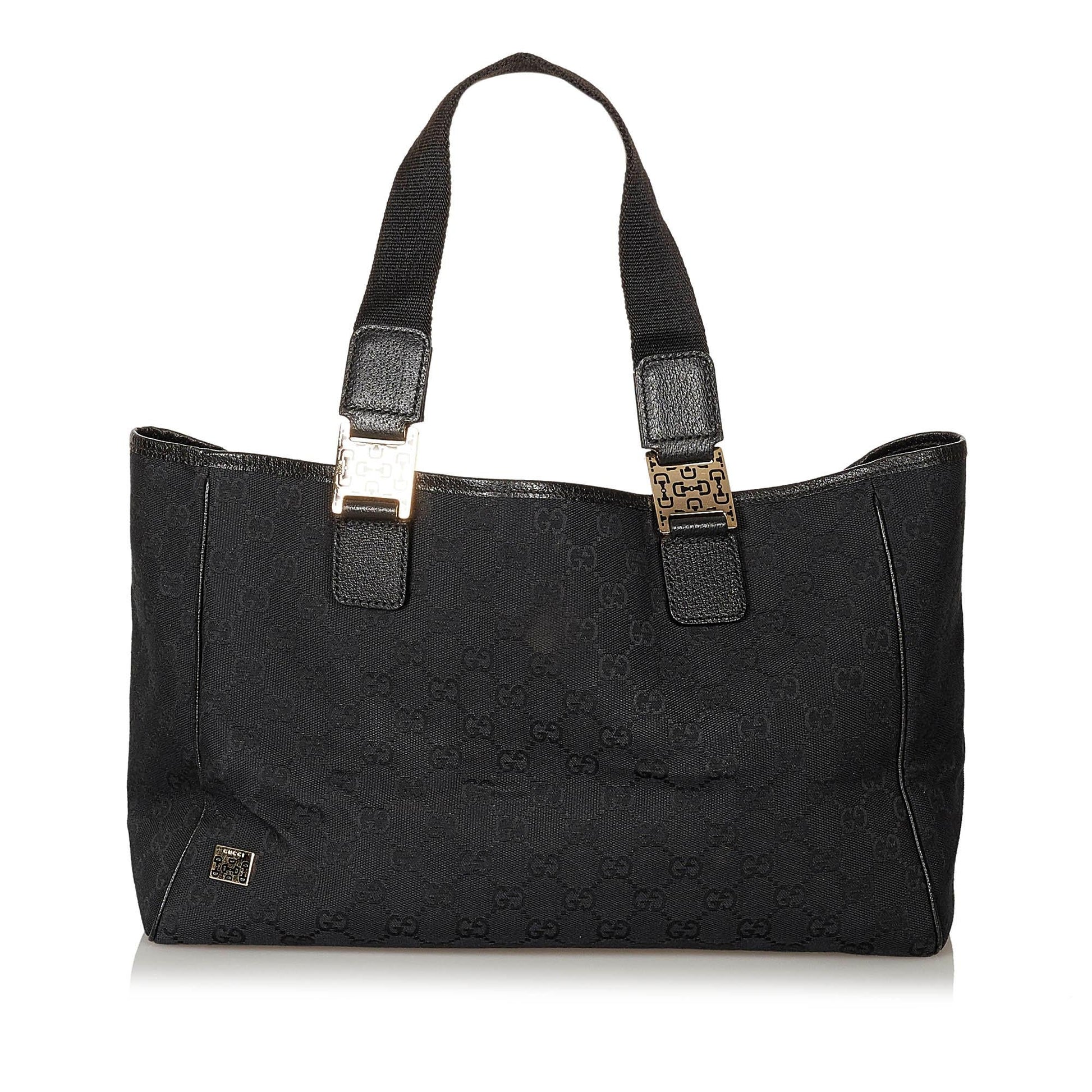 Gucci GG Horsebit SHG Canvas Black Tote Bag