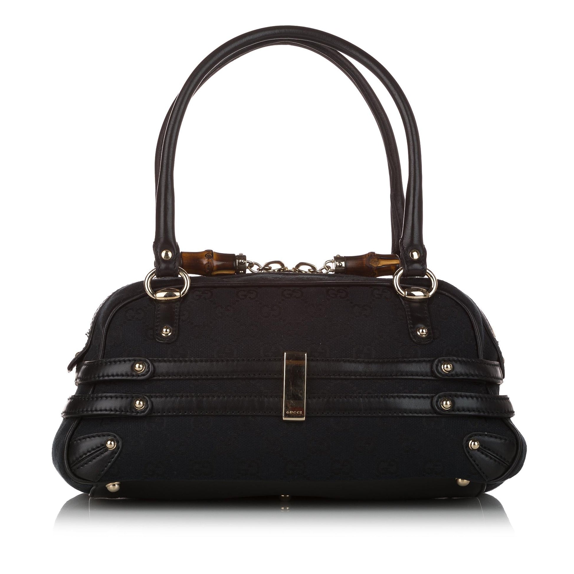 Gucci GG Horsebit Wave SHG Canvas Calf Black Satchel Bag