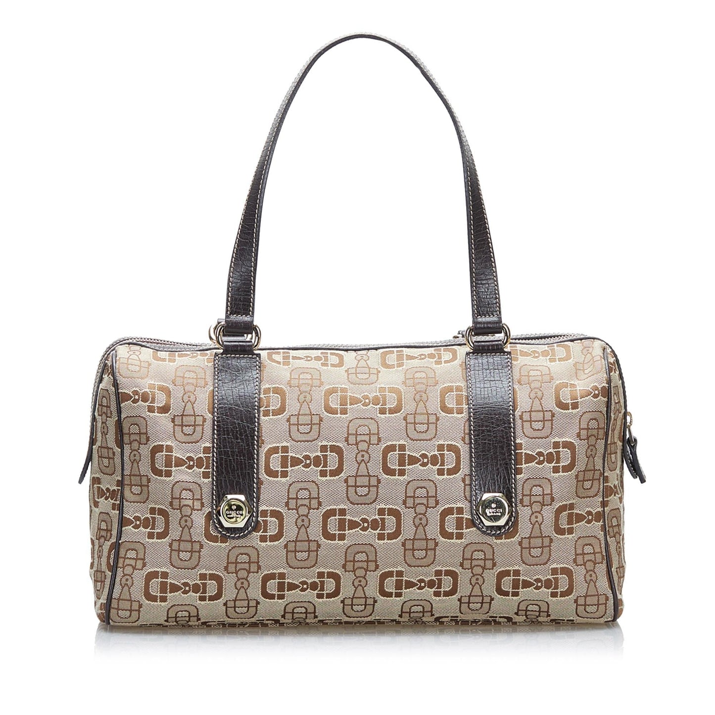 Gucci GG Horsebit SHG Canvas Brown Satchel Bag