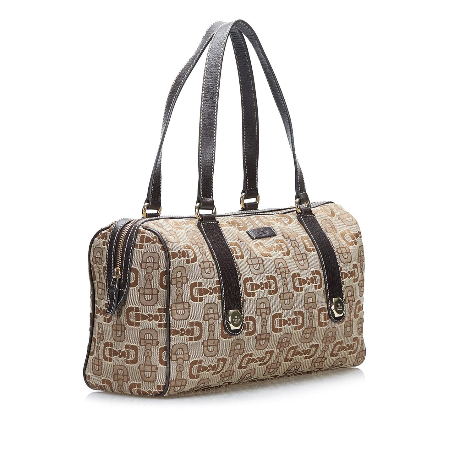 Gucci GG Horsebit SHG Canvas Brown Satchel Bag