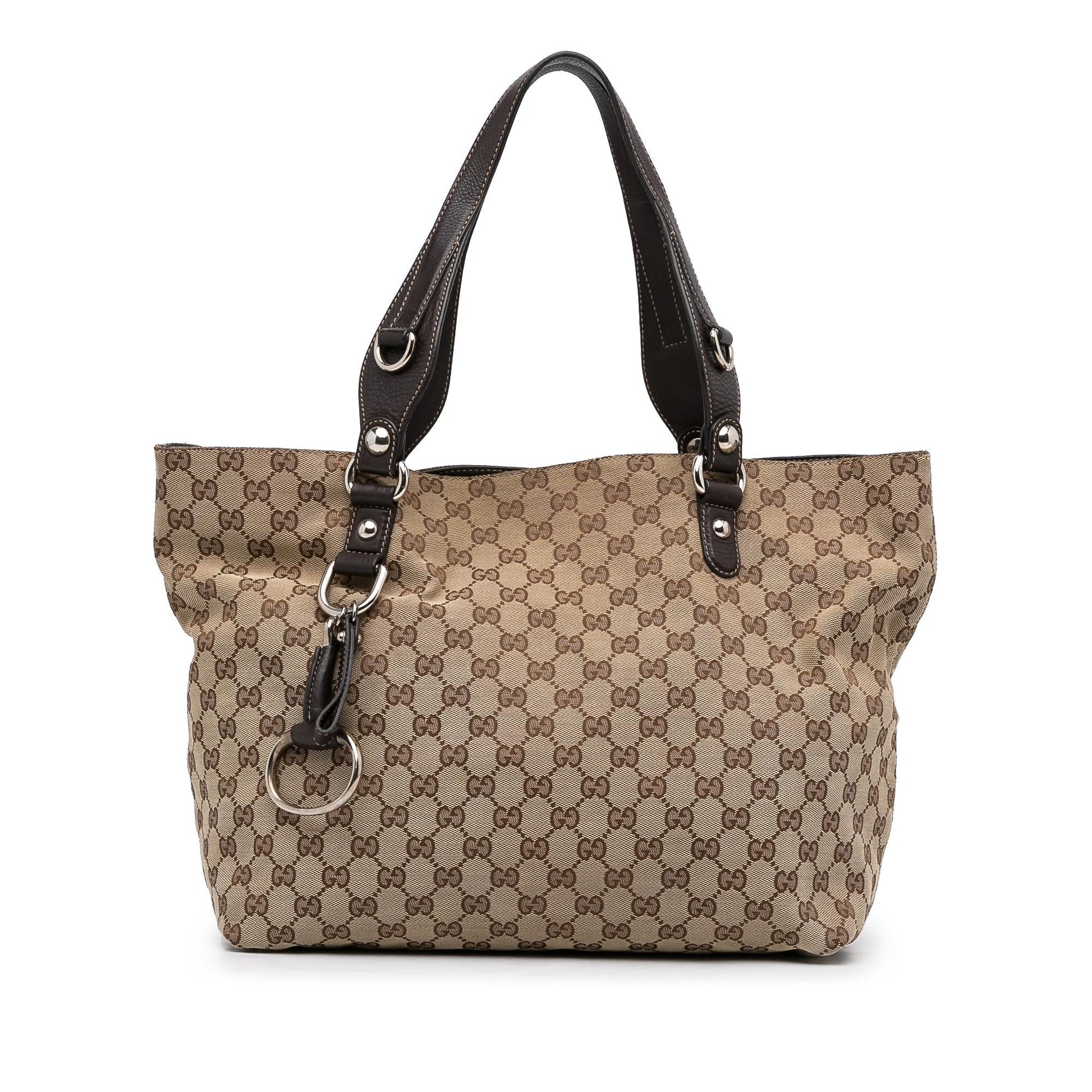 Gucci GG Icon Bit SHG-e1bc9h Canvas Calf Brown Tote Bag