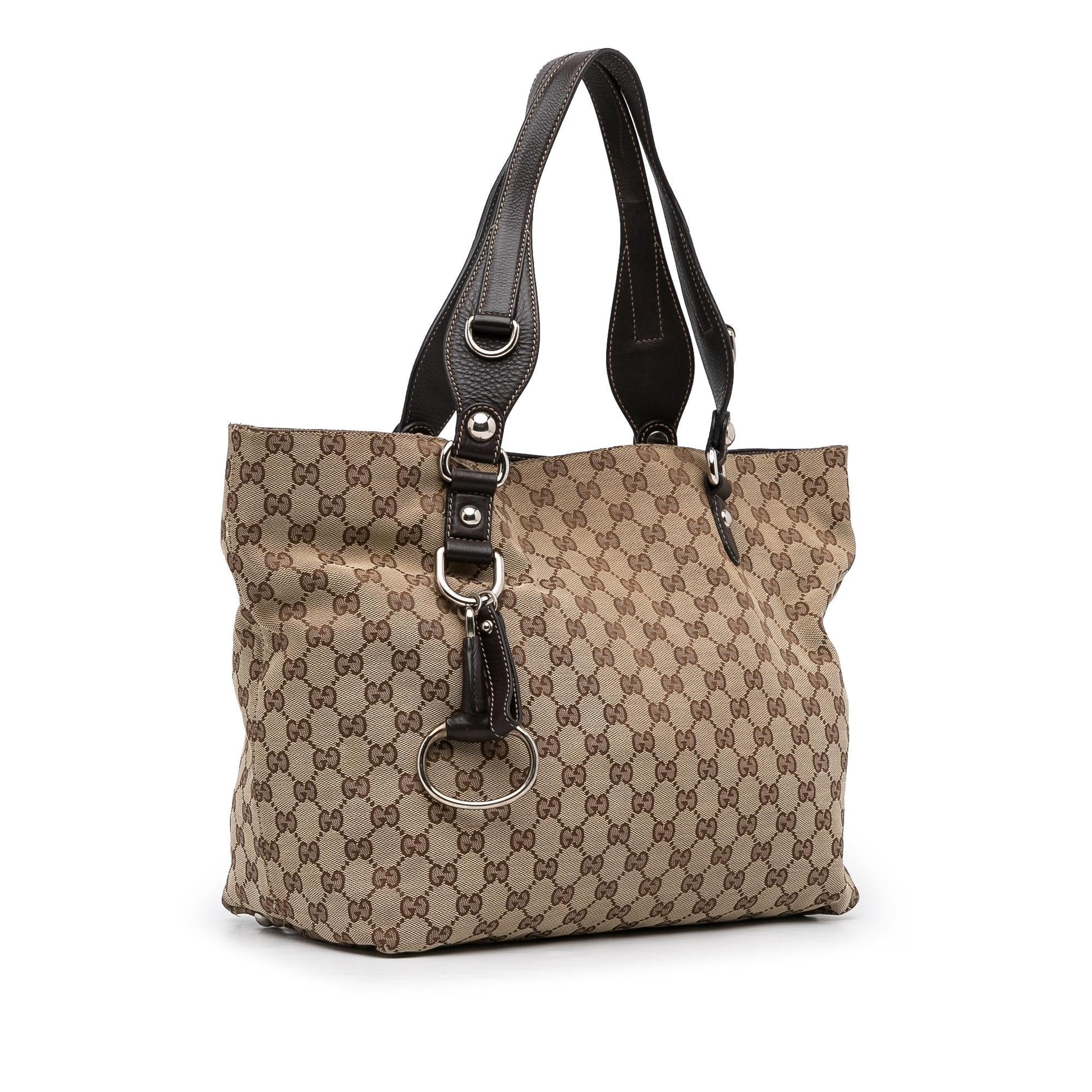 Gucci GG Icon Bit SHG-e1bc9h Canvas Calf Brown Tote Bag