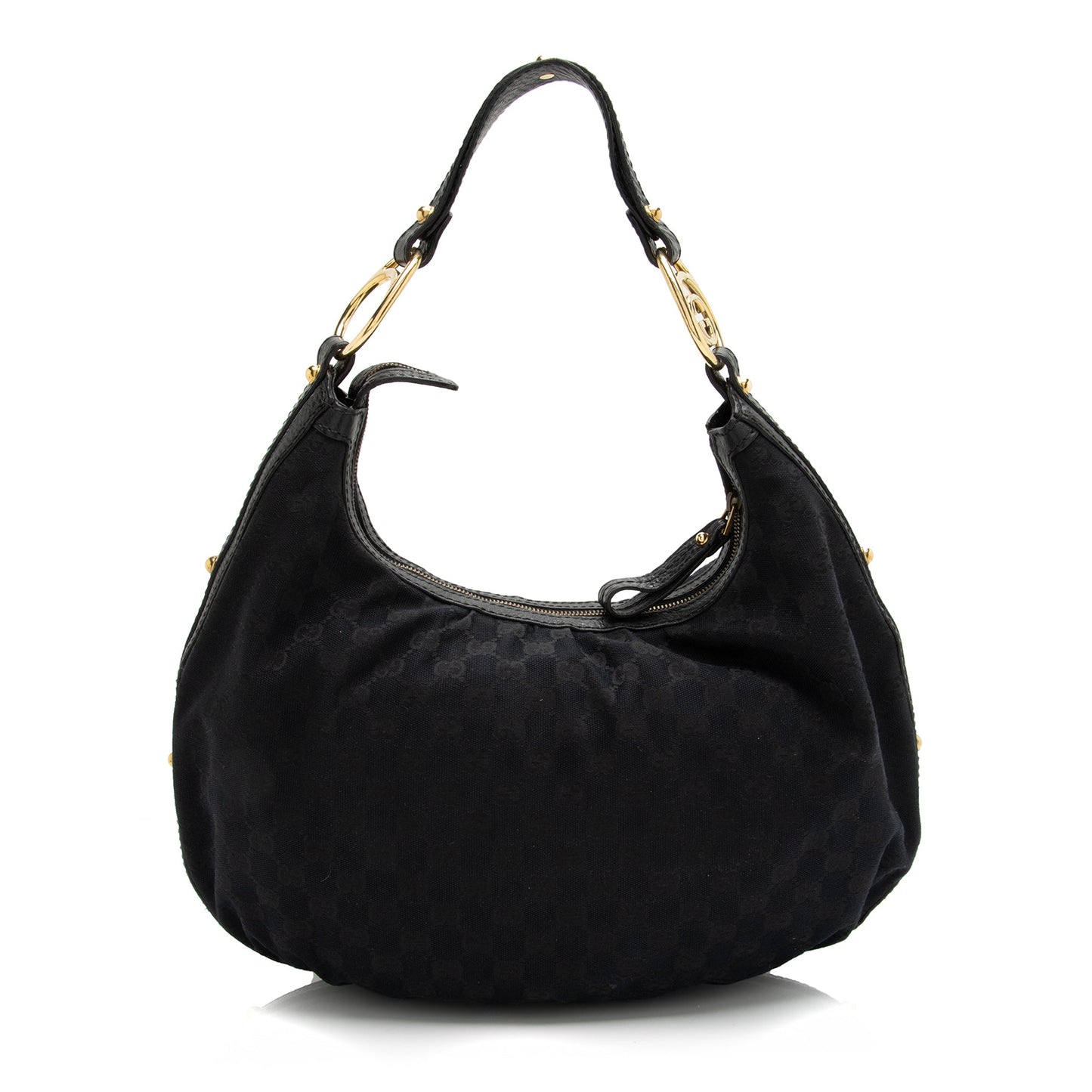 Gucci GG Interlocking G SHF Leather Canvas Black Medium Shoulder Bag