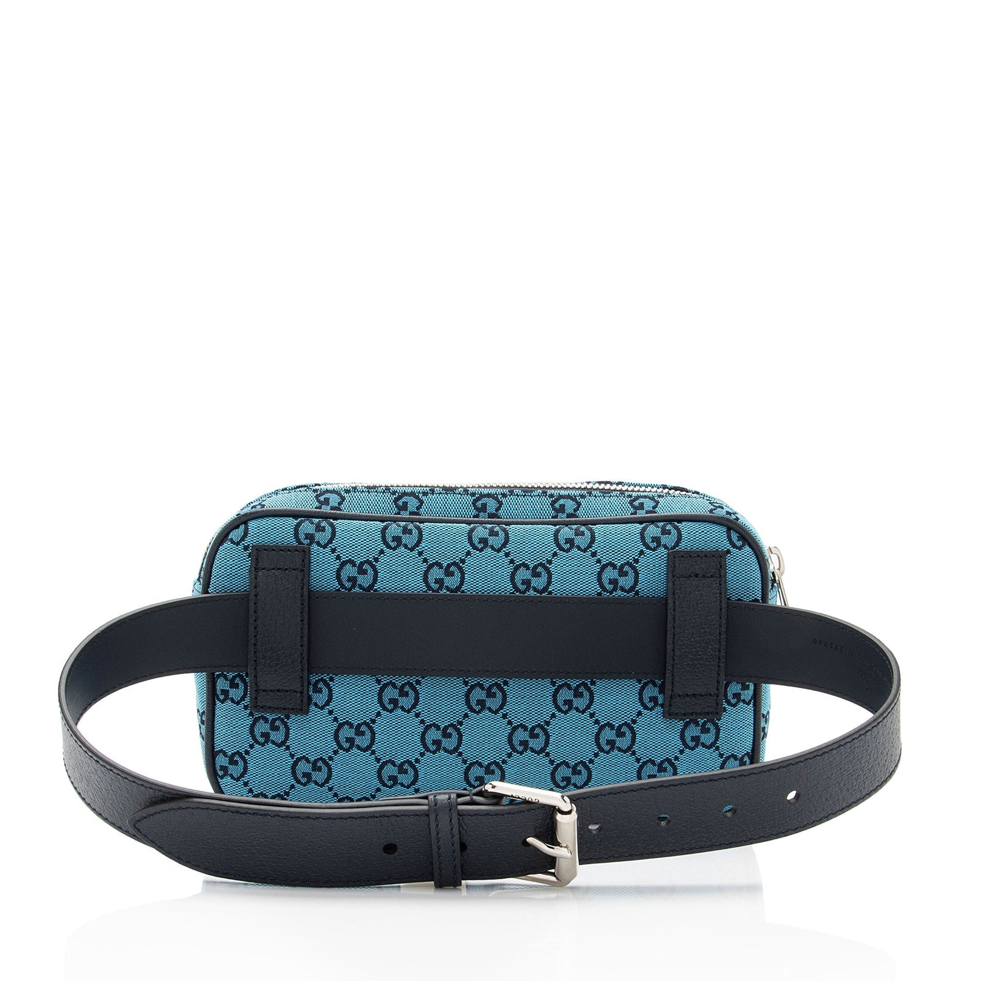 Gucci GG Belt - Size 32 Leather Canvas Blue Multicolor Accessory