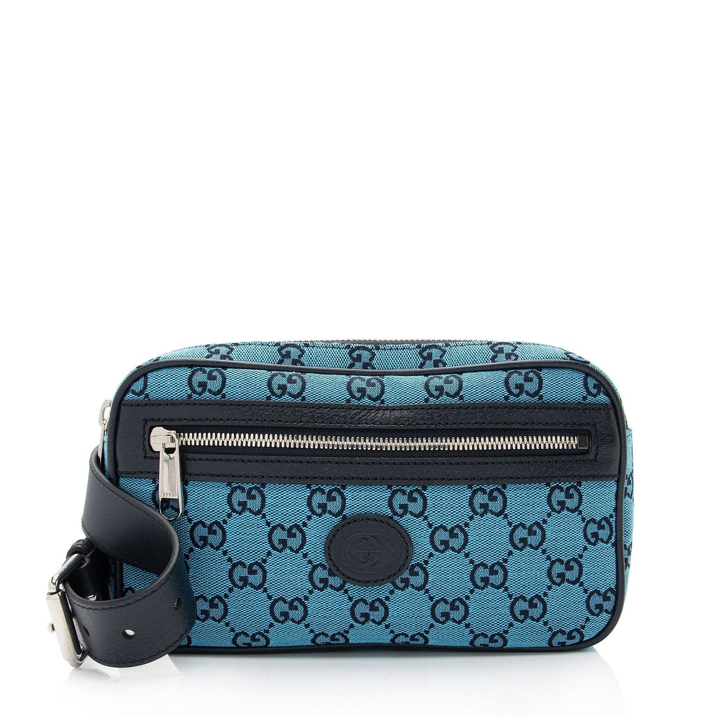 Gucci GG Belt - Size 32 Leather Canvas Blue Multicolor Accessory