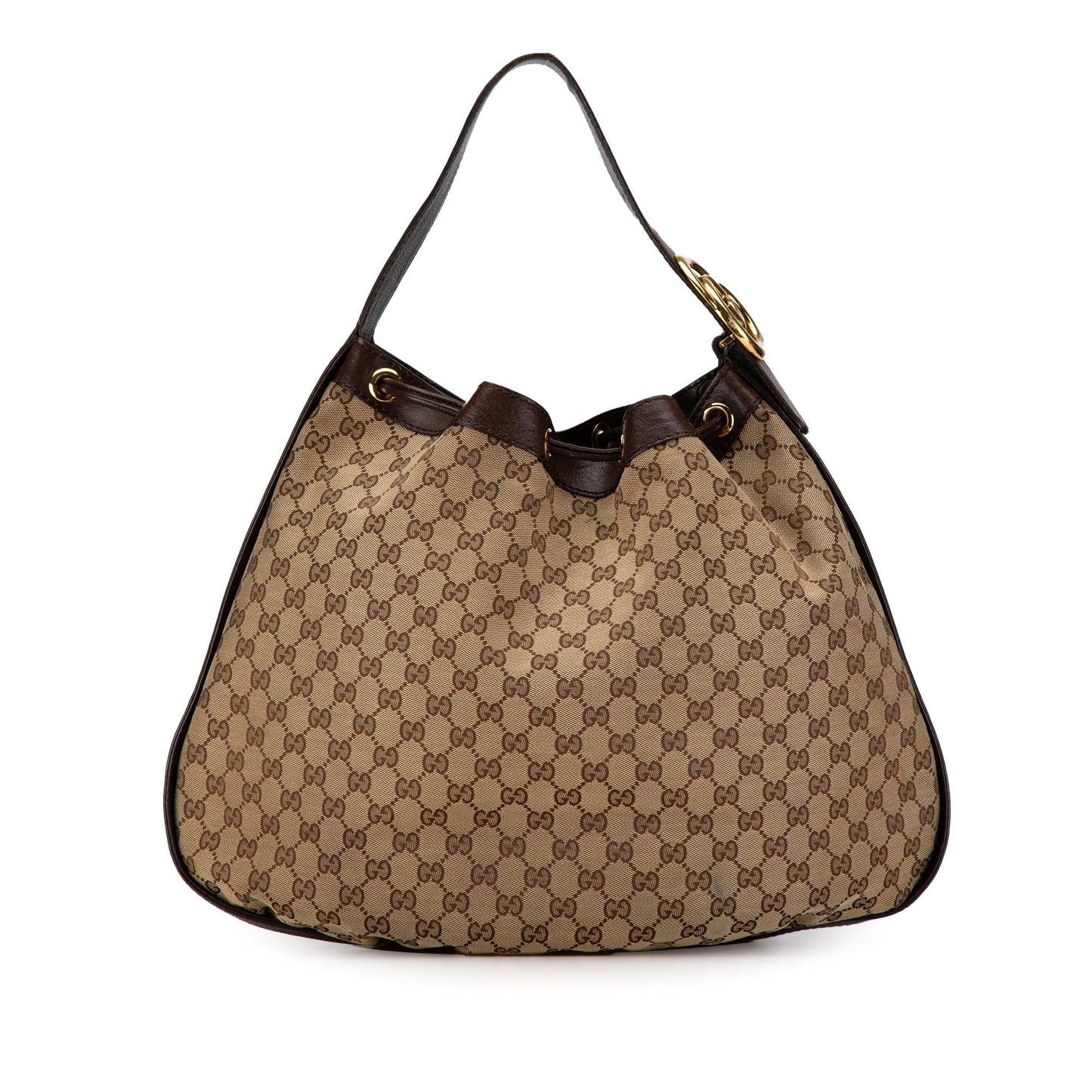 Gucci GG Interlocking Icon Drawstring SHG-lDQuIe Canvas Calf Brown Jewelry
