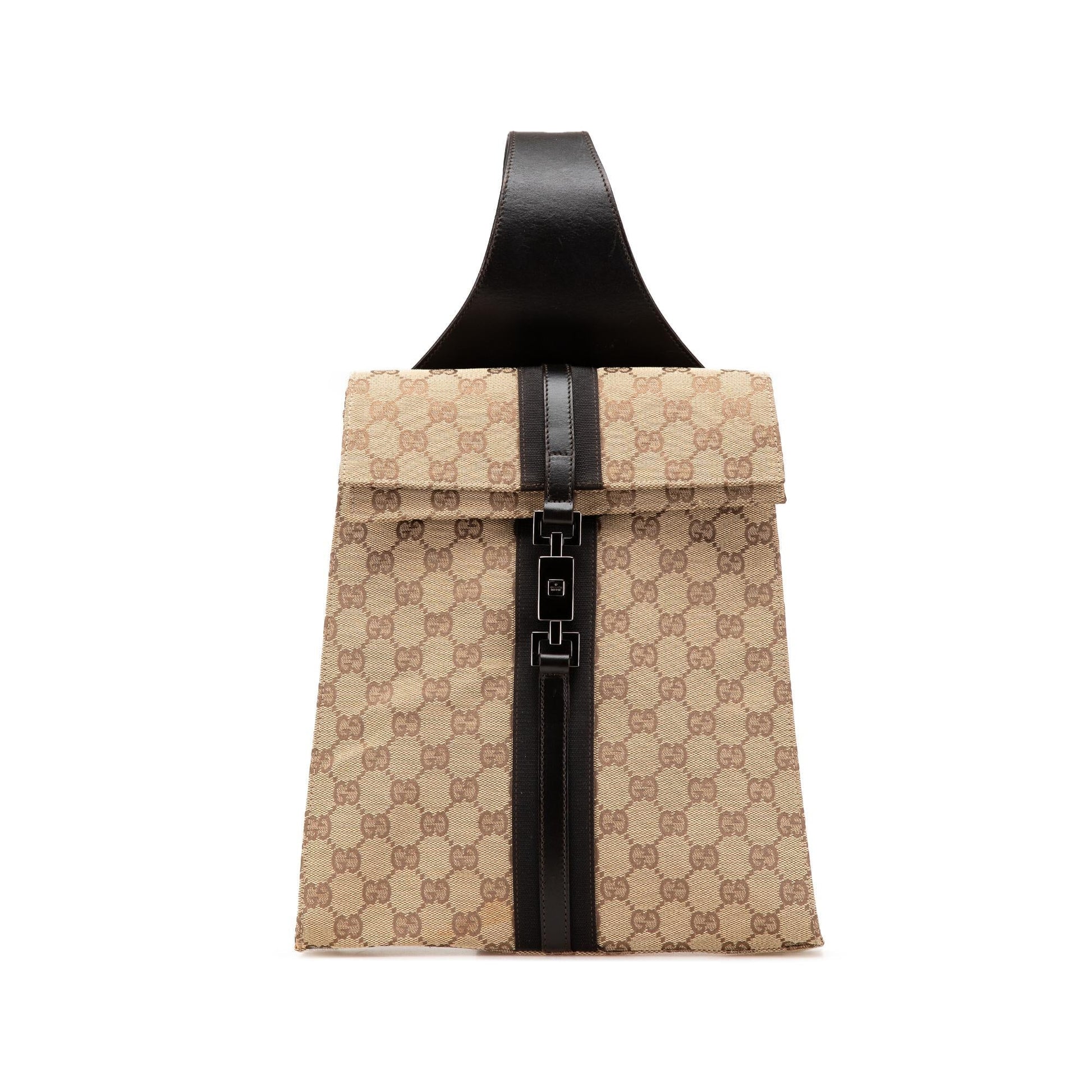 Gucci GG Jackie Backpack Canvas Calf Brown