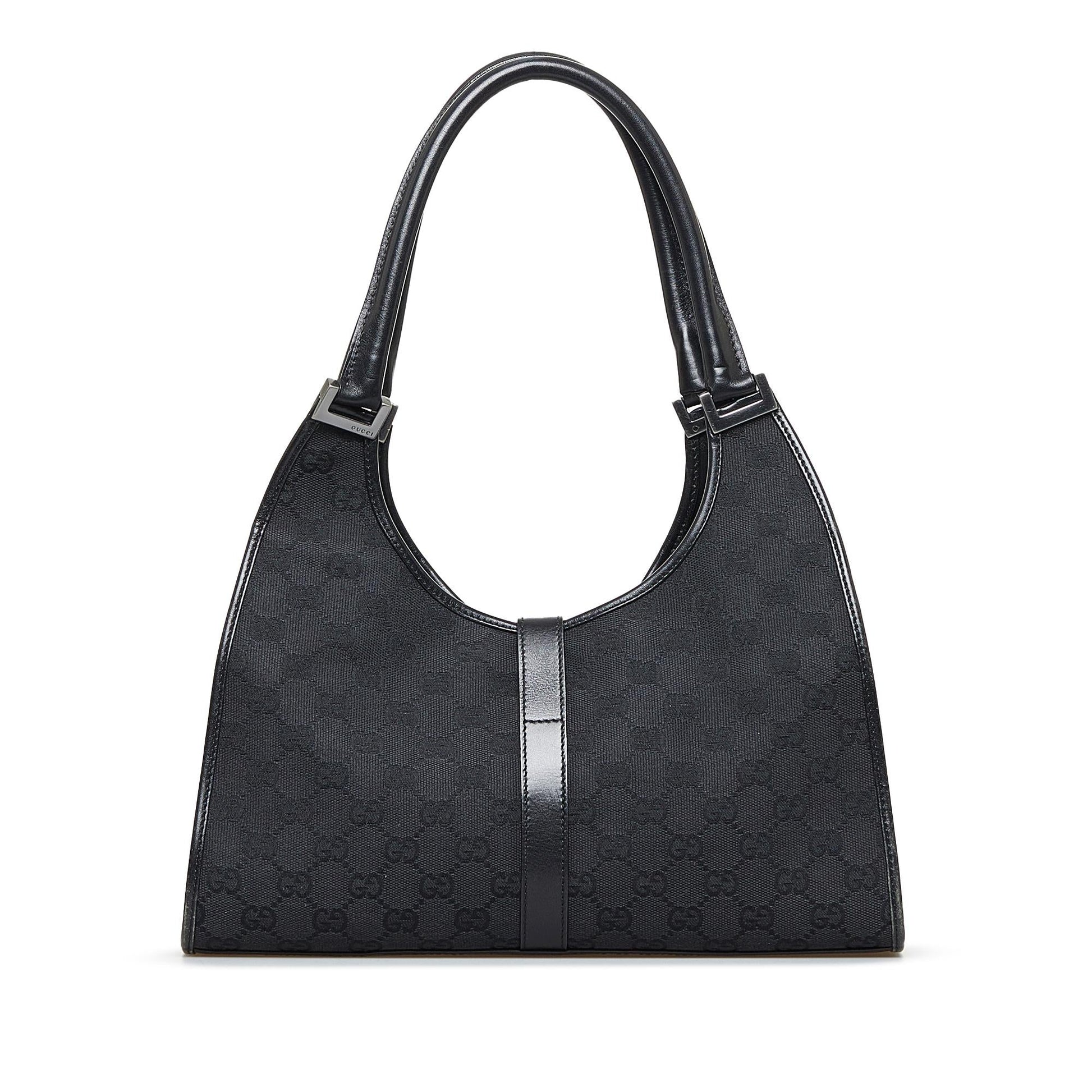 Gucci GG Jackie Bardot SHG-EeJrV5 Canvas Black Shoulder Bag
