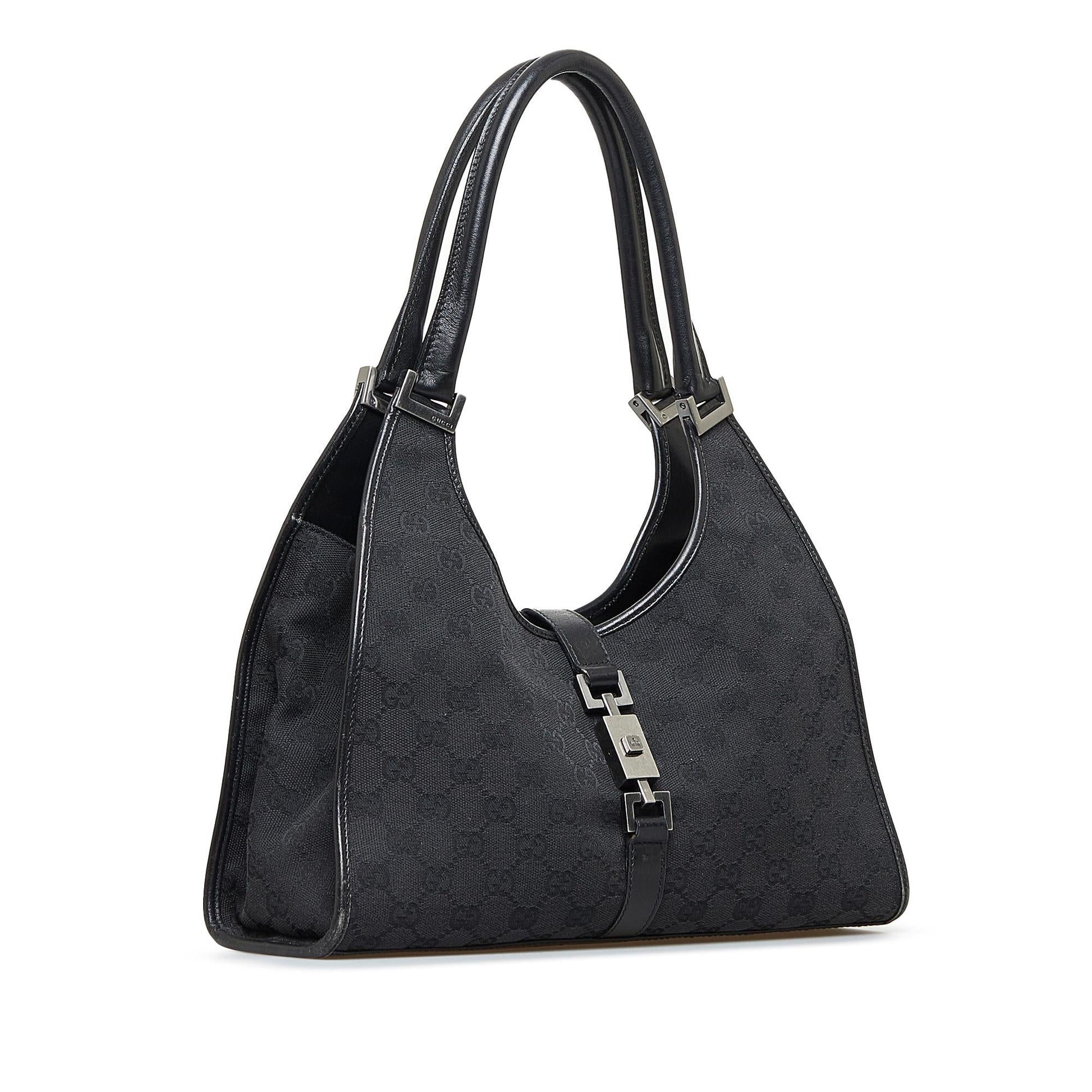 Gucci GG Jackie Bardot SHG-EeJrV5 Canvas Black Shoulder Bag