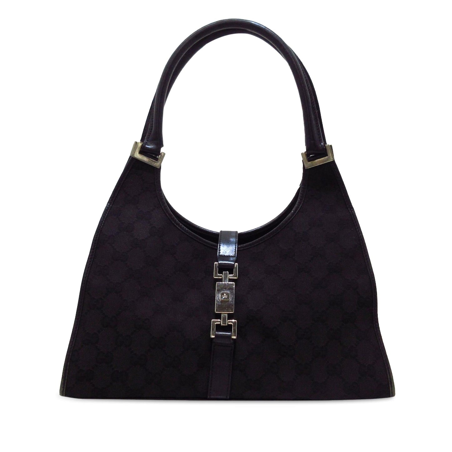Gucci GG Jackie Bardot SHG-w9rGYu Canvas Calf Black Shoulder Bag