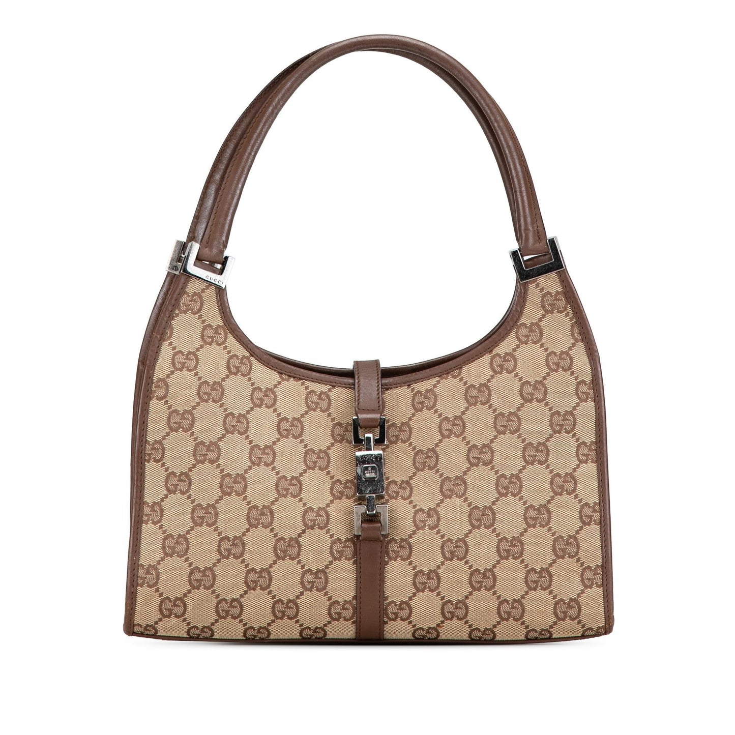 Gucci GG Jackie Bardot SHG-KItrZ5 Canvas Calf Brown Shoulder Bag