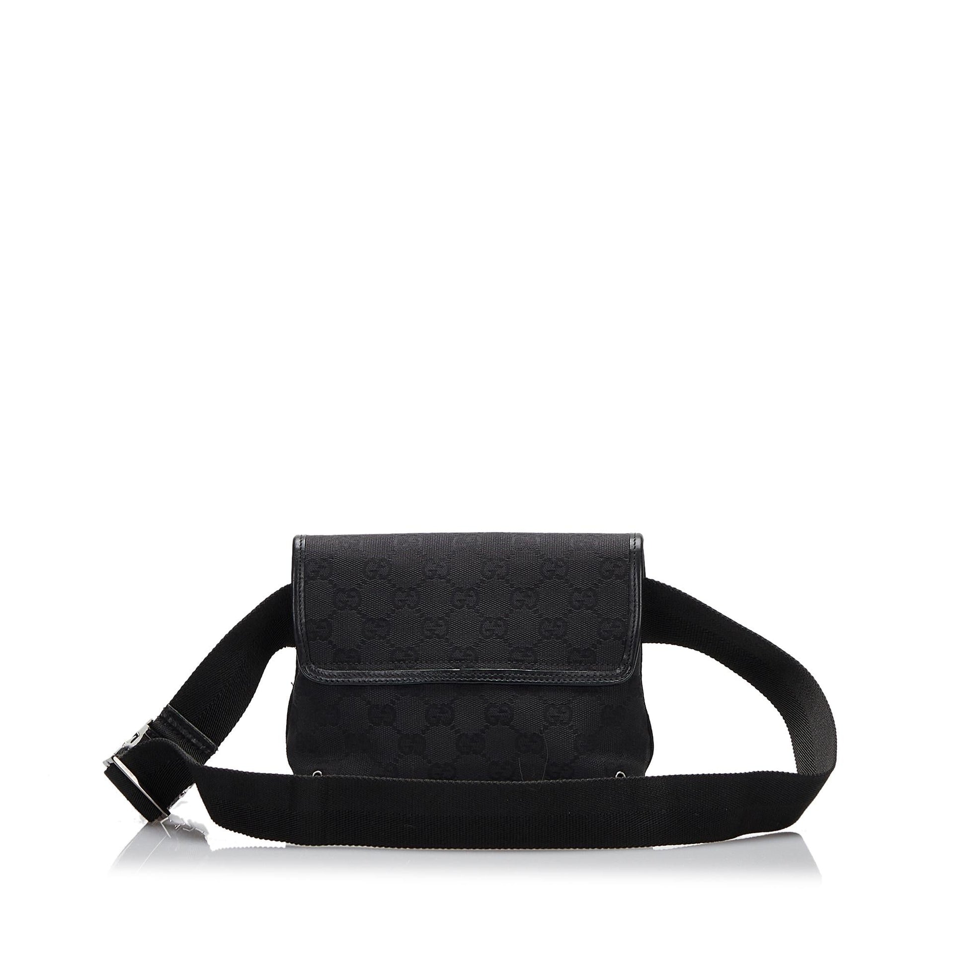 Gucci GG Jackie Belt SHG-lGAi8n Canvas Calf Black Accessory