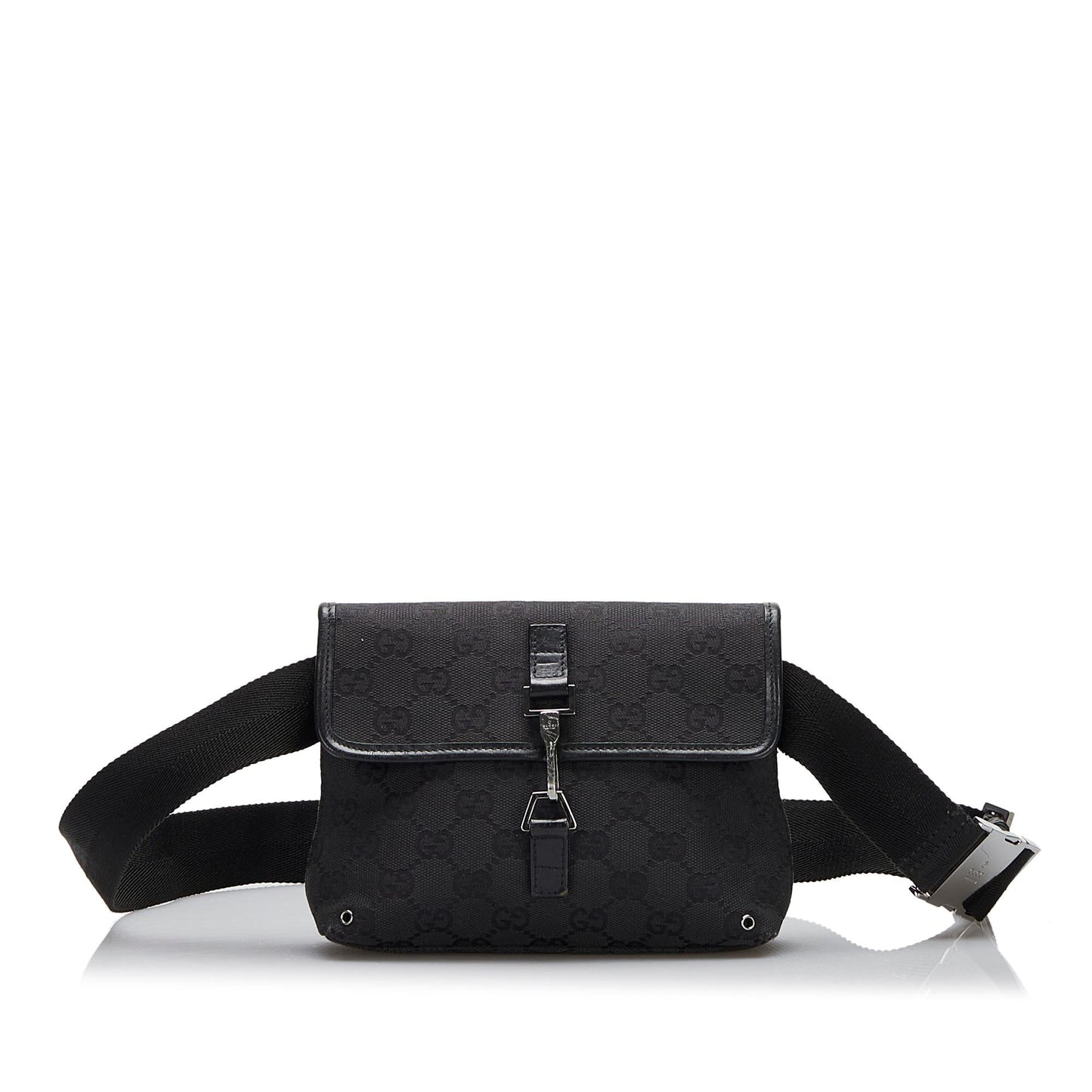 Gucci GG Jackie Belt SHG-lGAi8n Canvas Calf Black Accessory