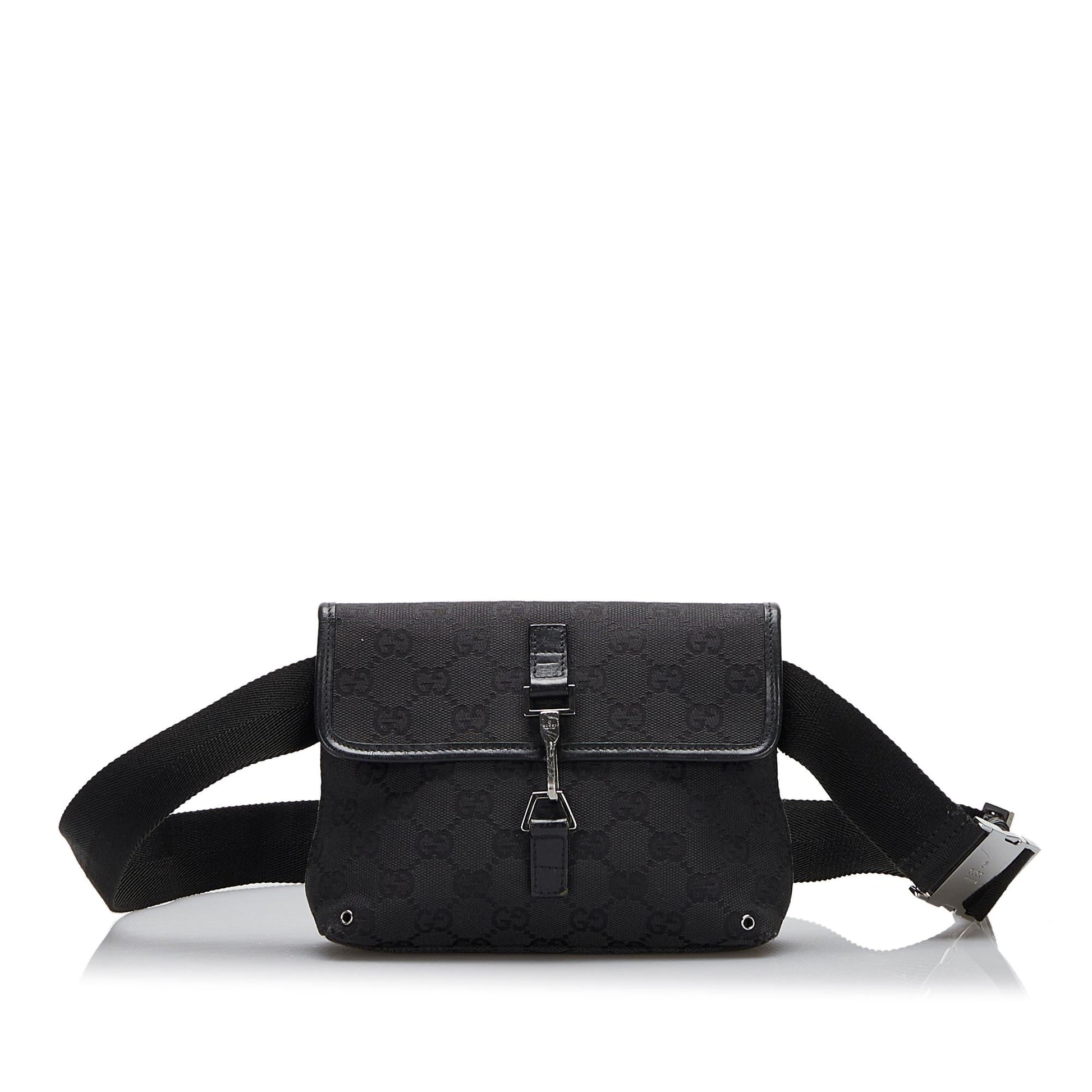Gucci GG Jackie Belt SHG-lGAi8n Canvas Calf Black Accessory