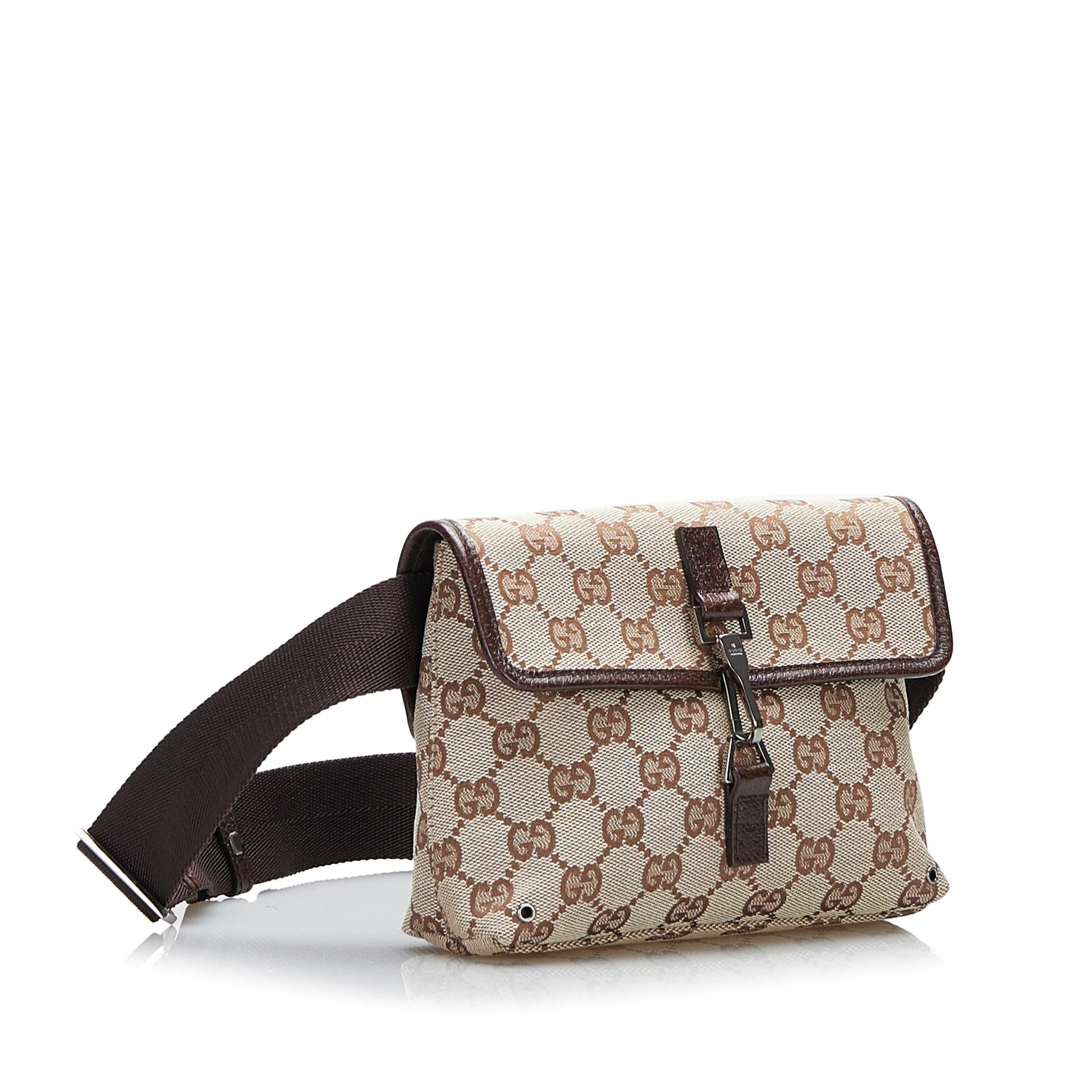 Gucci GG Jackie Belt SHG-2ZRcec Canvas Brown Accessory