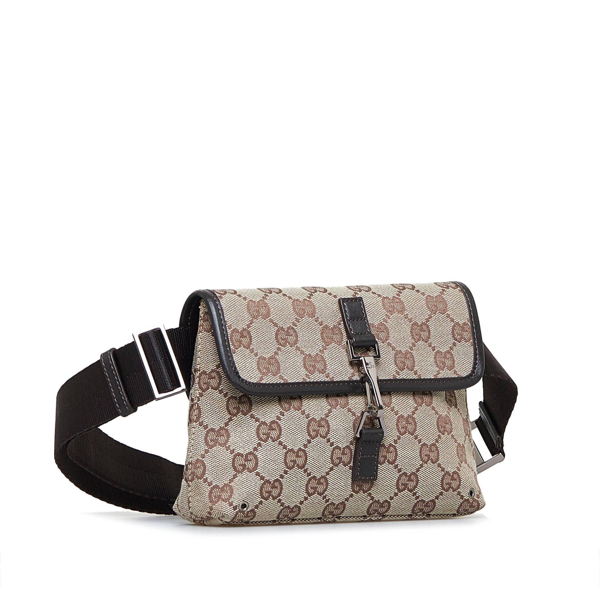 Gucci GG Jackie Belt SHG-ccWQz1 Canvas Calf Brown Accessory