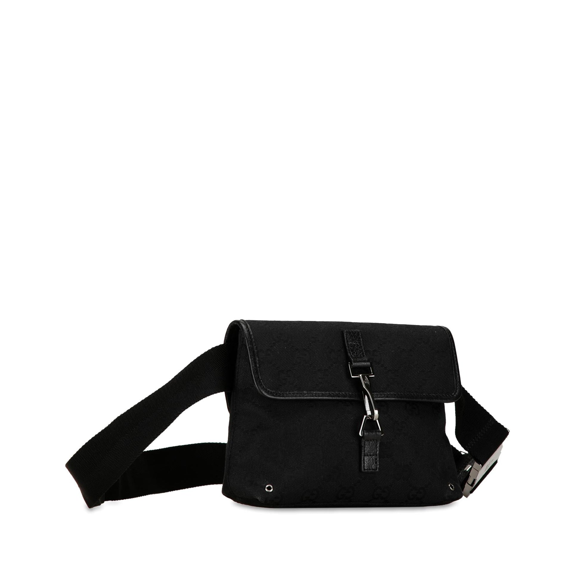 Gucci GG Jackie Belt SHG-9IGvGb Canvas Calf Black Accessory