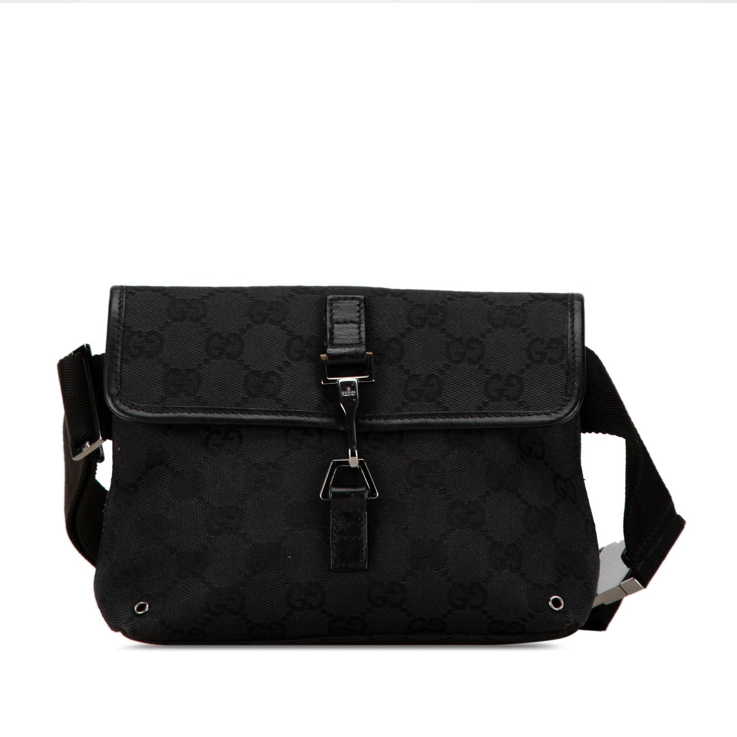 Gucci GG Jackie Belt Canvas Calf Black Accessory