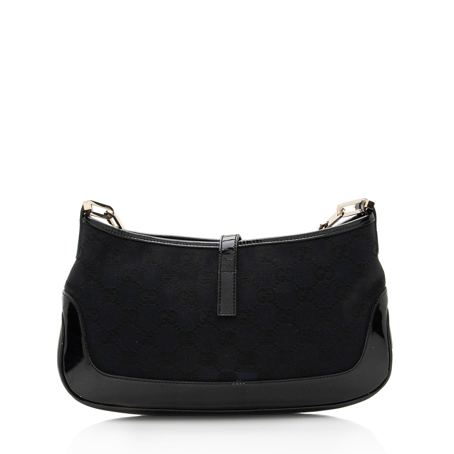 Gucci GG Jackie Chain SHF-MrNplz Leather Canvas Patent Black Shoulder Bag