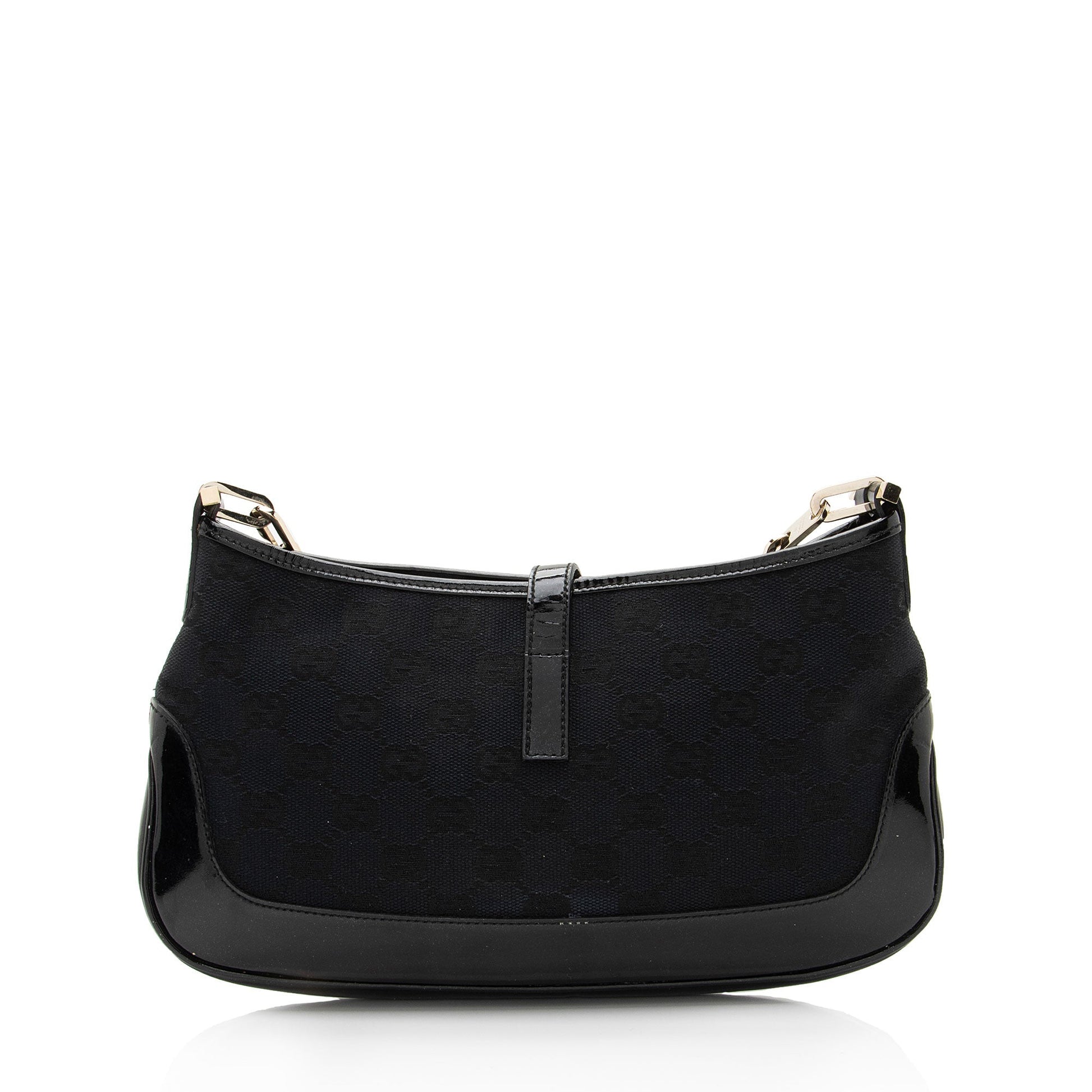 Gucci GG Jackie Chain SHF-MrNplz Leather Canvas Patent Black Shoulder Bag