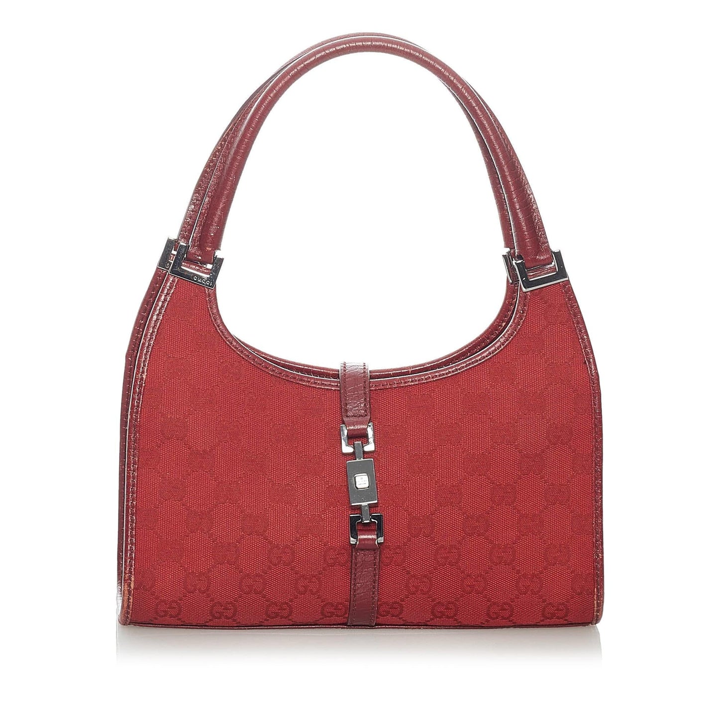 Gucci GG Jackie SHG Canvas Red Satchel Bag