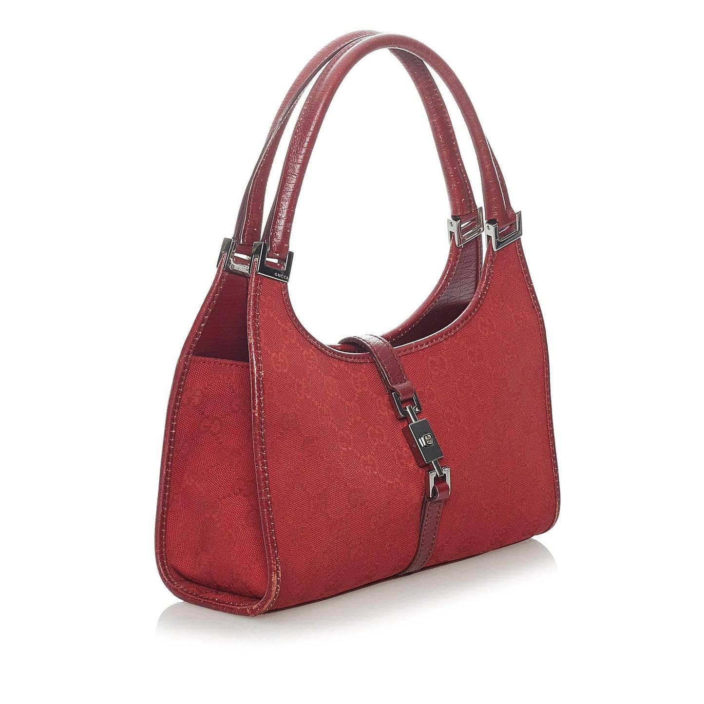 Gucci GG Jackie SHG Canvas Red Satchel Bag
