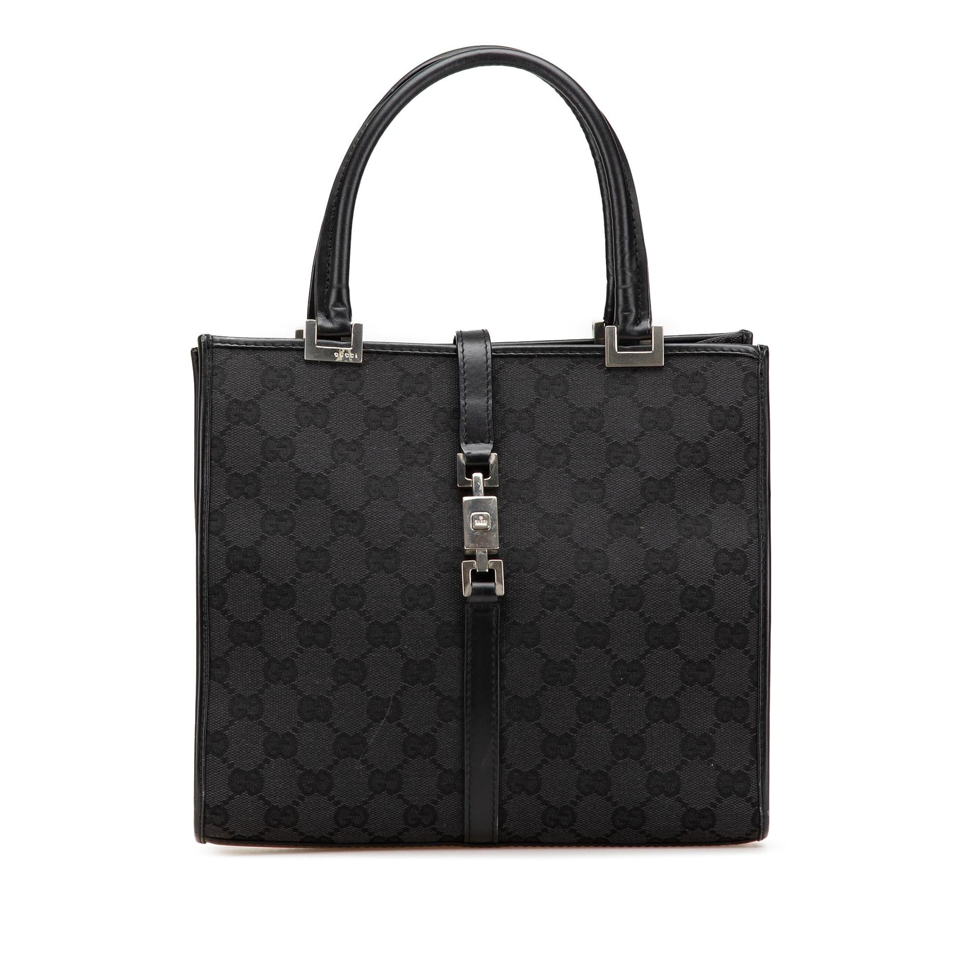 Gucci GG Jackie Canvas Calf Black Satchel Bag