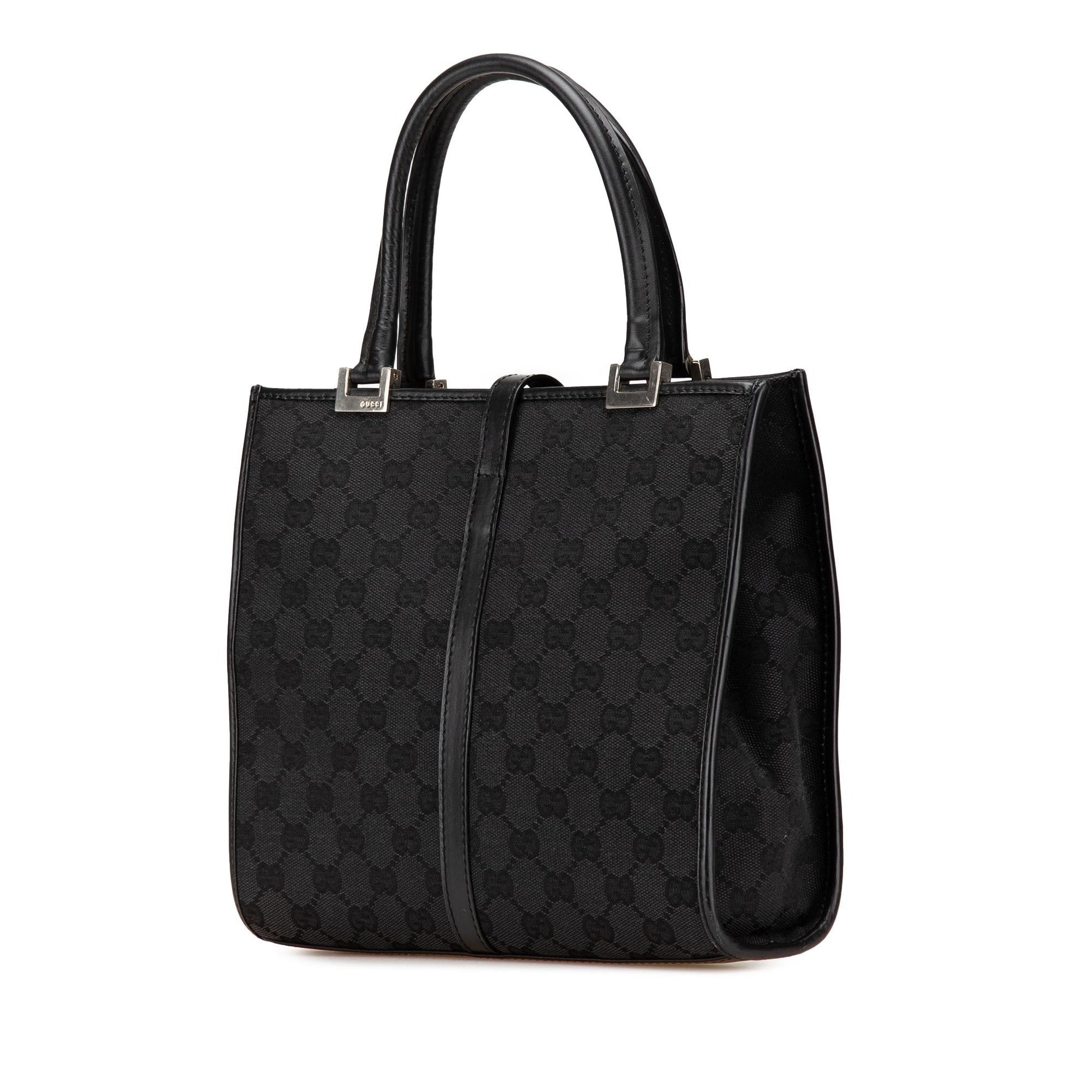 Gucci GG Jackie Canvas Calf Black Satchel Bag
