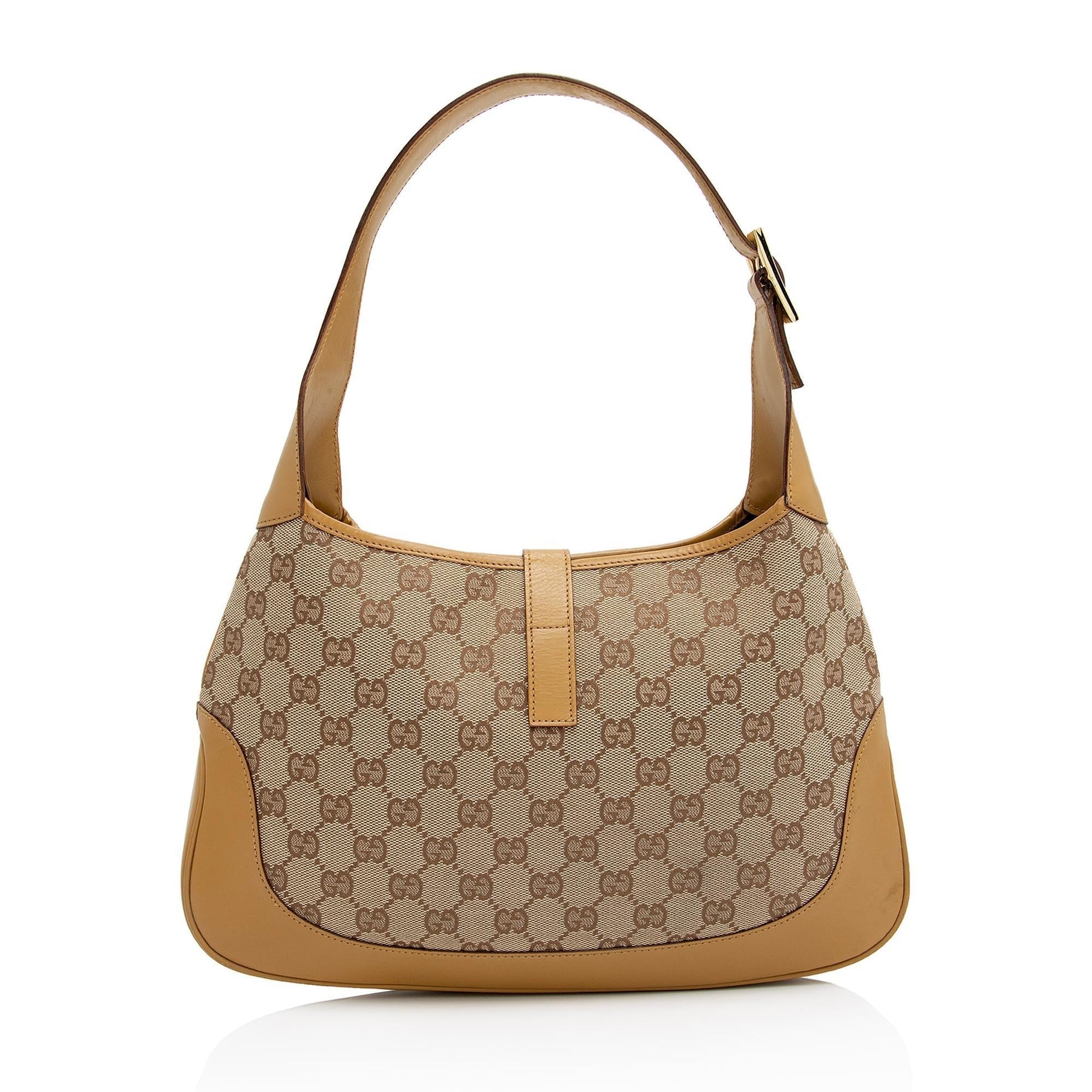 Gucci GG Jackie SHF-fUN11C Leather Canvas Nylon Beige Shoulder Bag