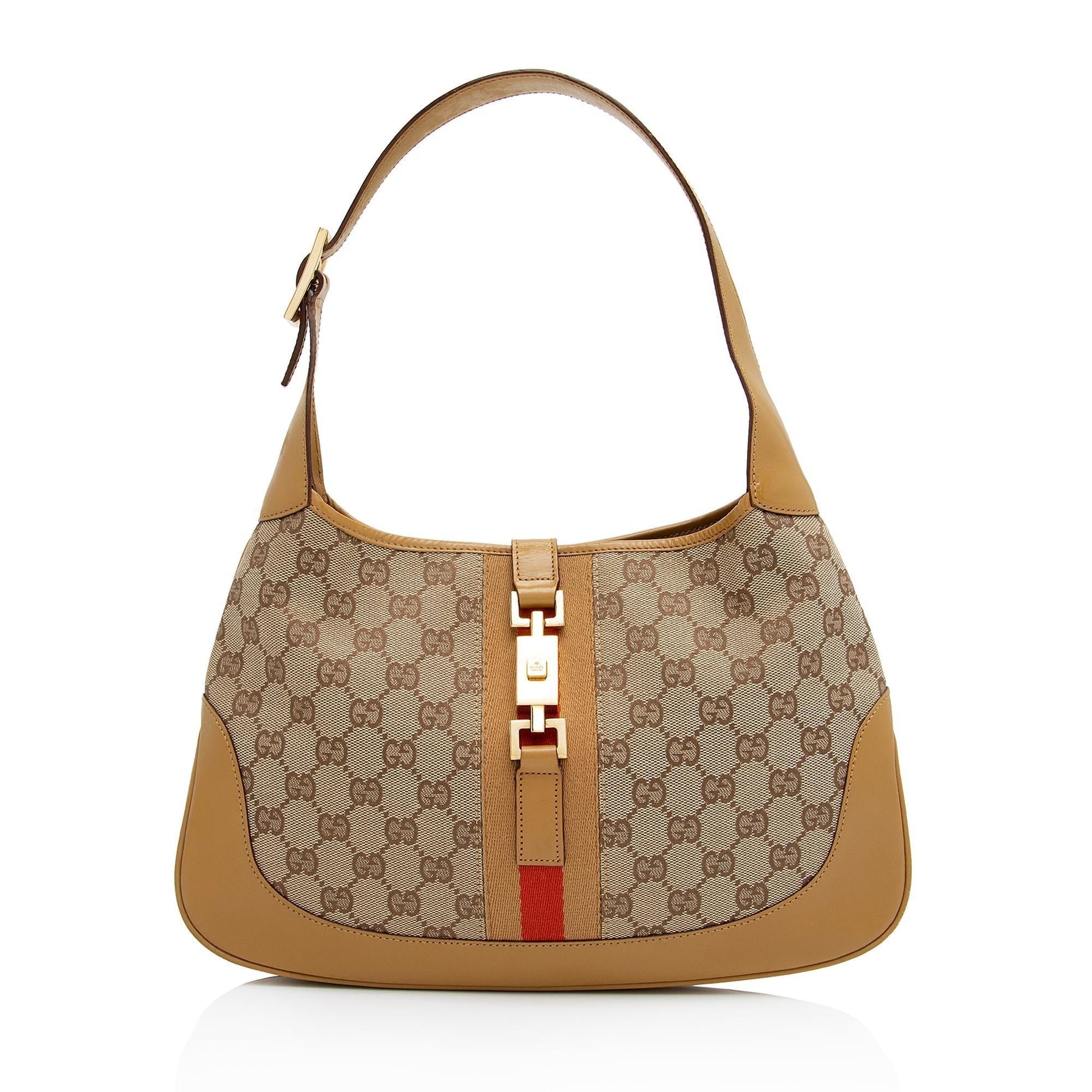 Gucci GG Jackie SHF-fUN11C Leather Canvas Nylon Beige Shoulder Bag